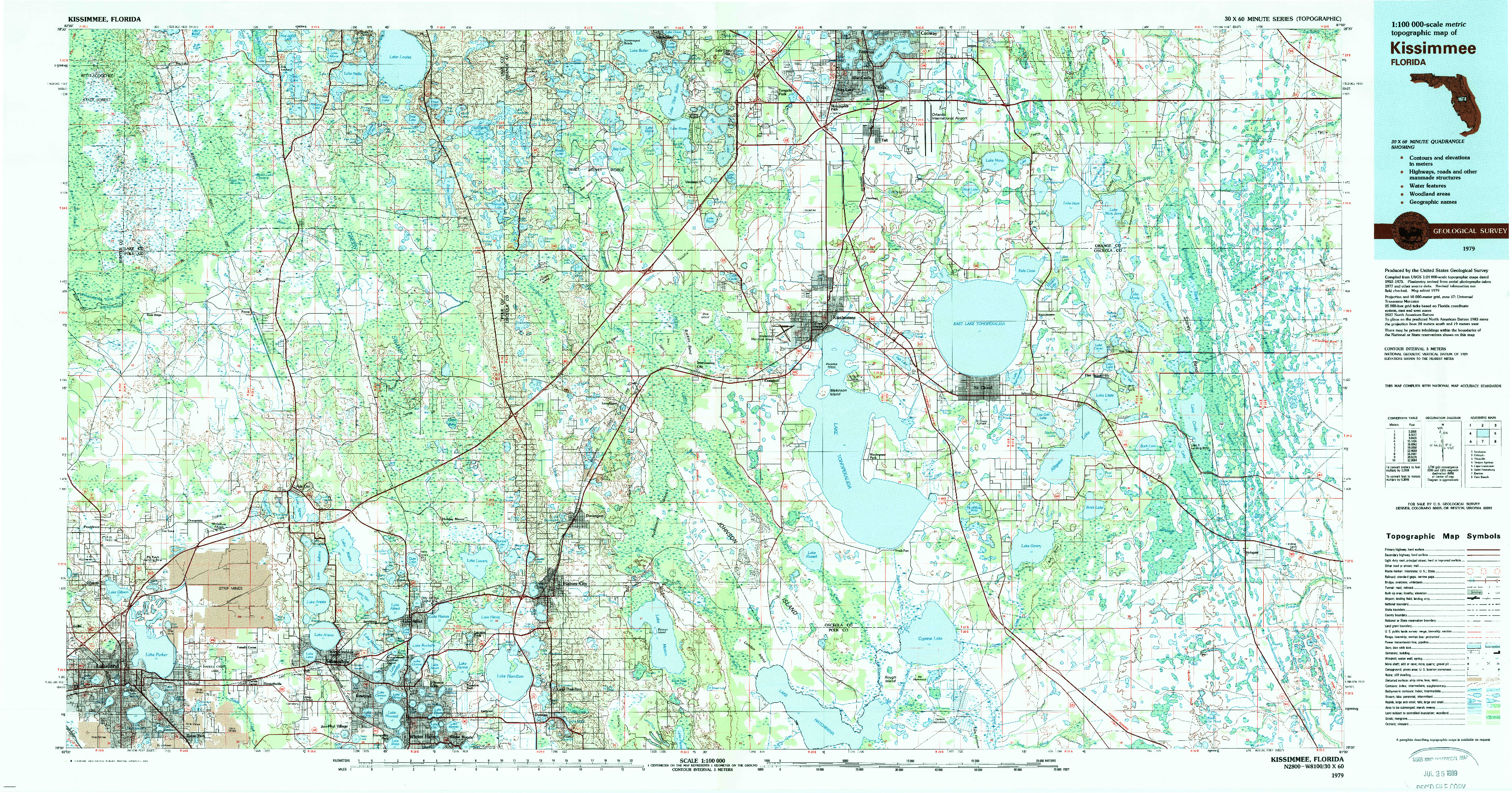 USGS 1:100000-SCALE QUADRANGLE FOR KISSIMMEE, FL 1979