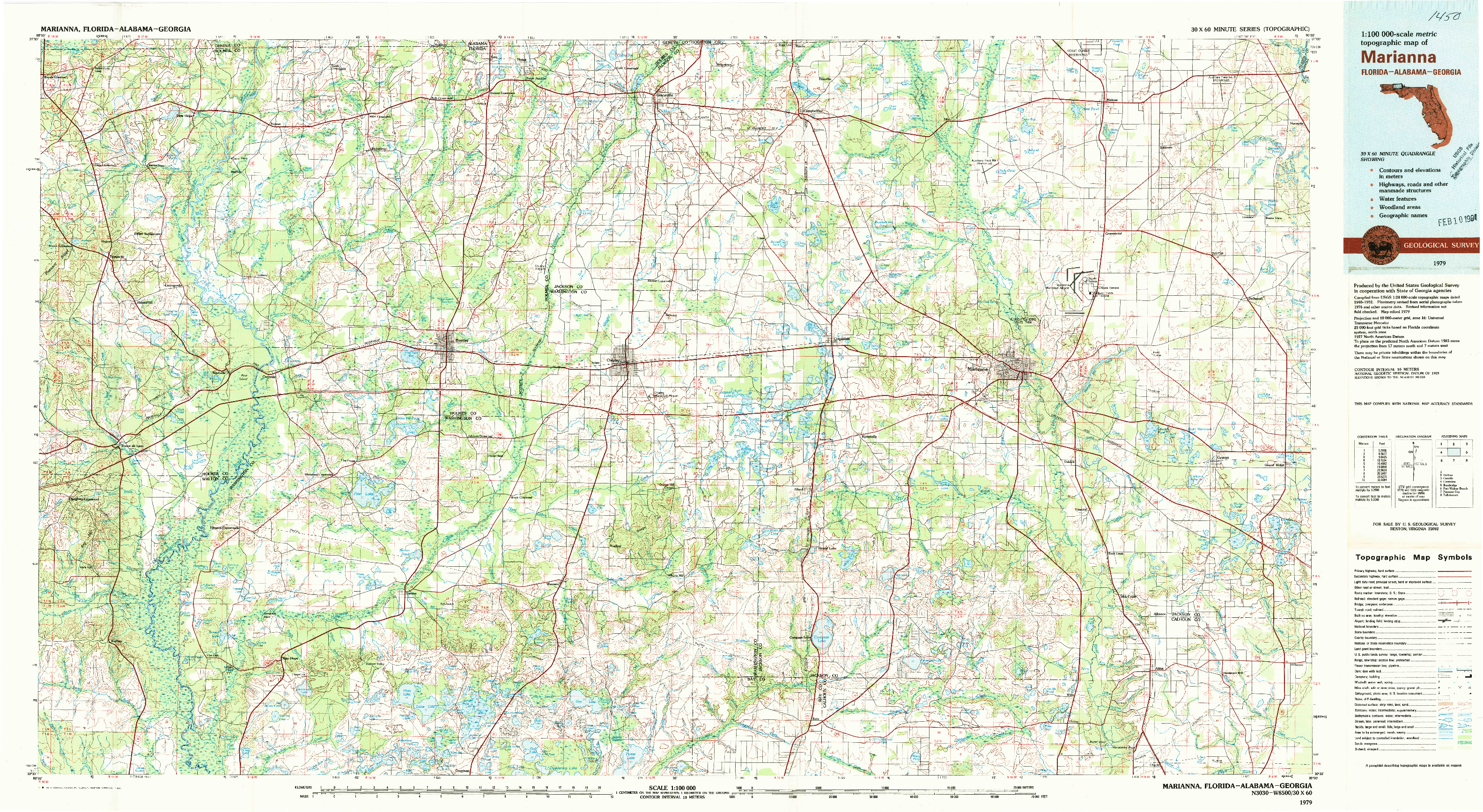 USGS 1:100000-SCALE QUADRANGLE FOR MARIANNA, FL 1979