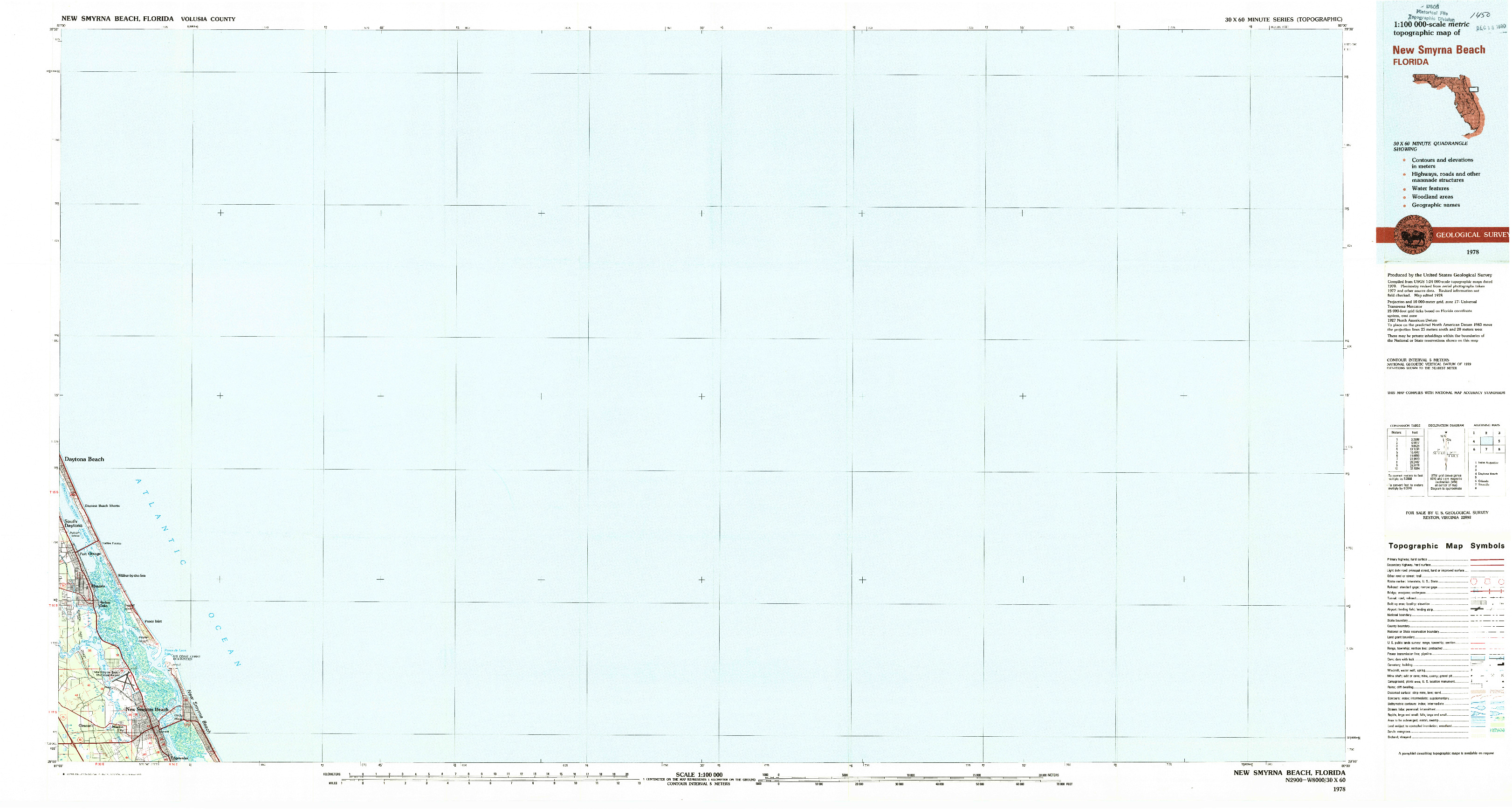 USGS 1:100000-SCALE QUADRANGLE FOR NEW SMYRNA BEACH, FL 1978