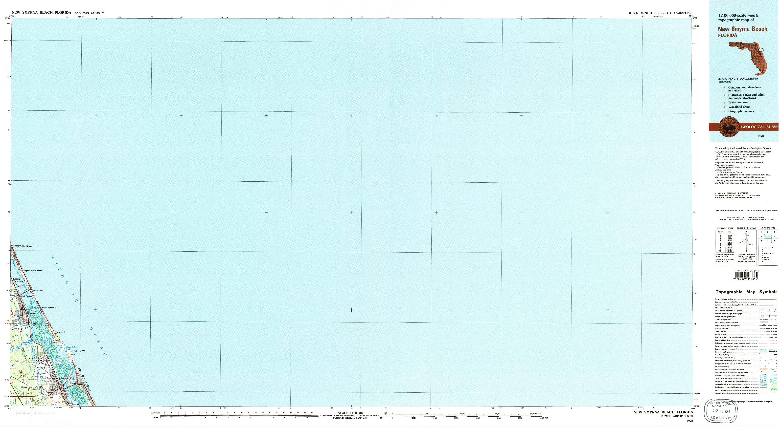 USGS 1:100000-SCALE QUADRANGLE FOR NEW SMYRNA BEACH, FL 1978