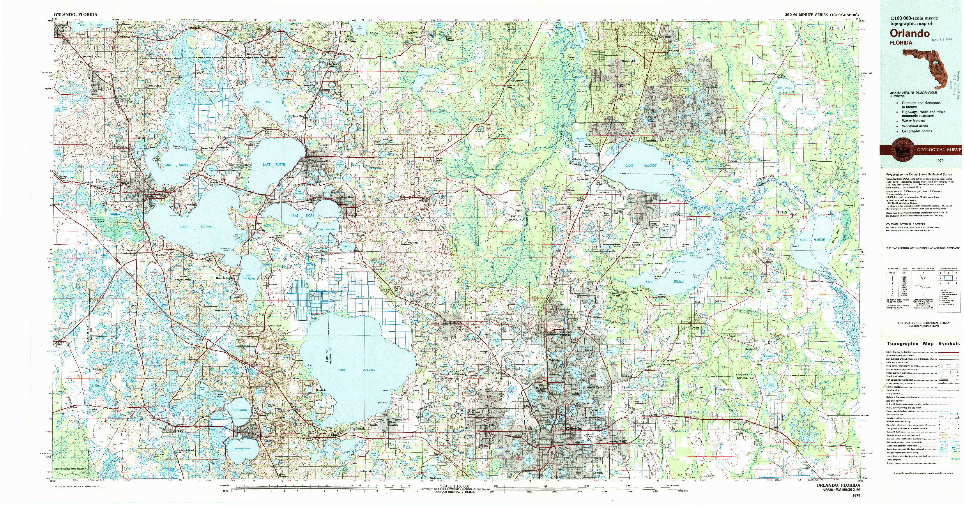 USGS 1:100000-SCALE QUADRANGLE FOR ORLANDO, FL 1979