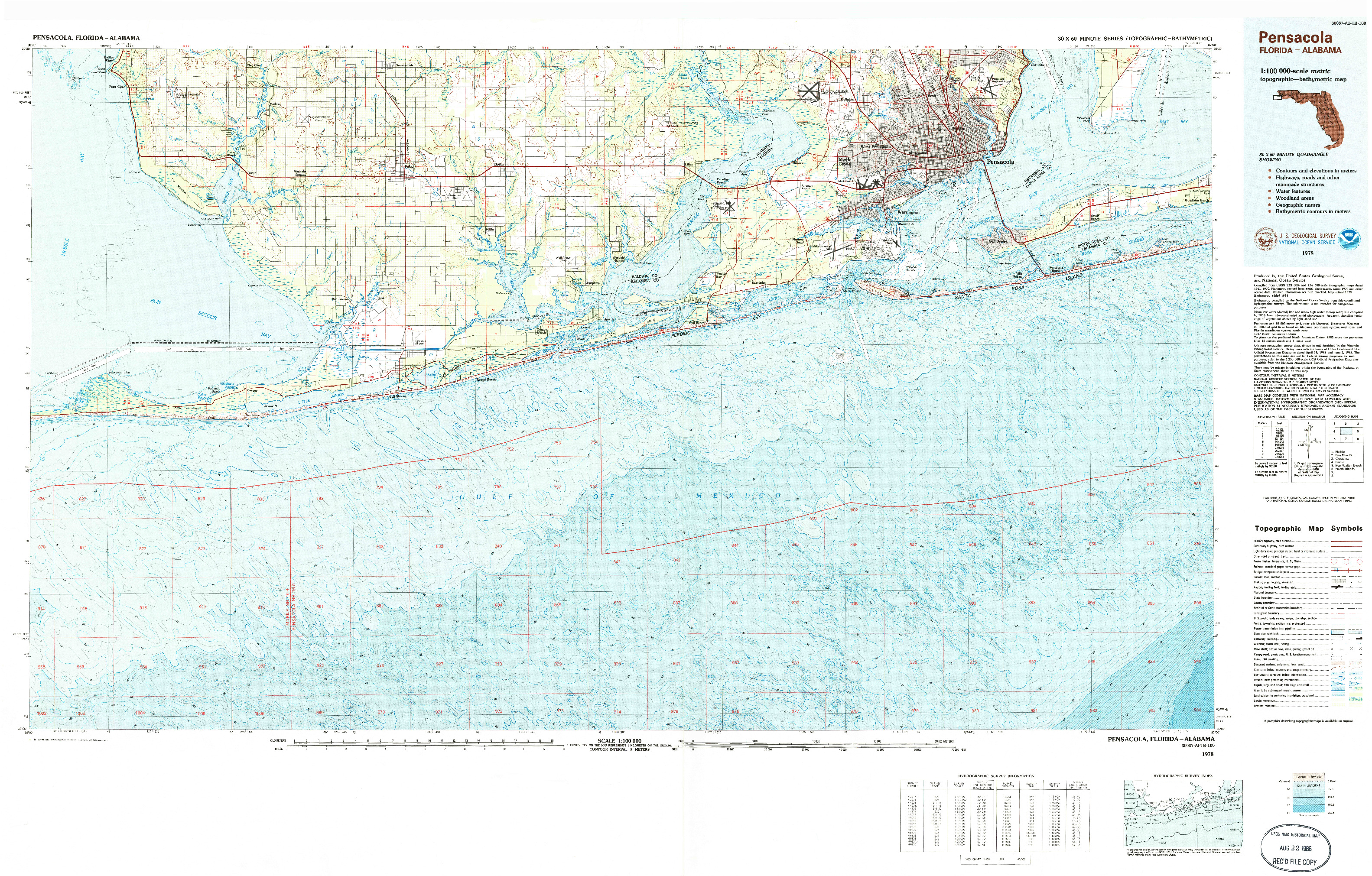 USGS 1:100000-SCALE QUADRANGLE FOR PENSACOLA, FL 1978