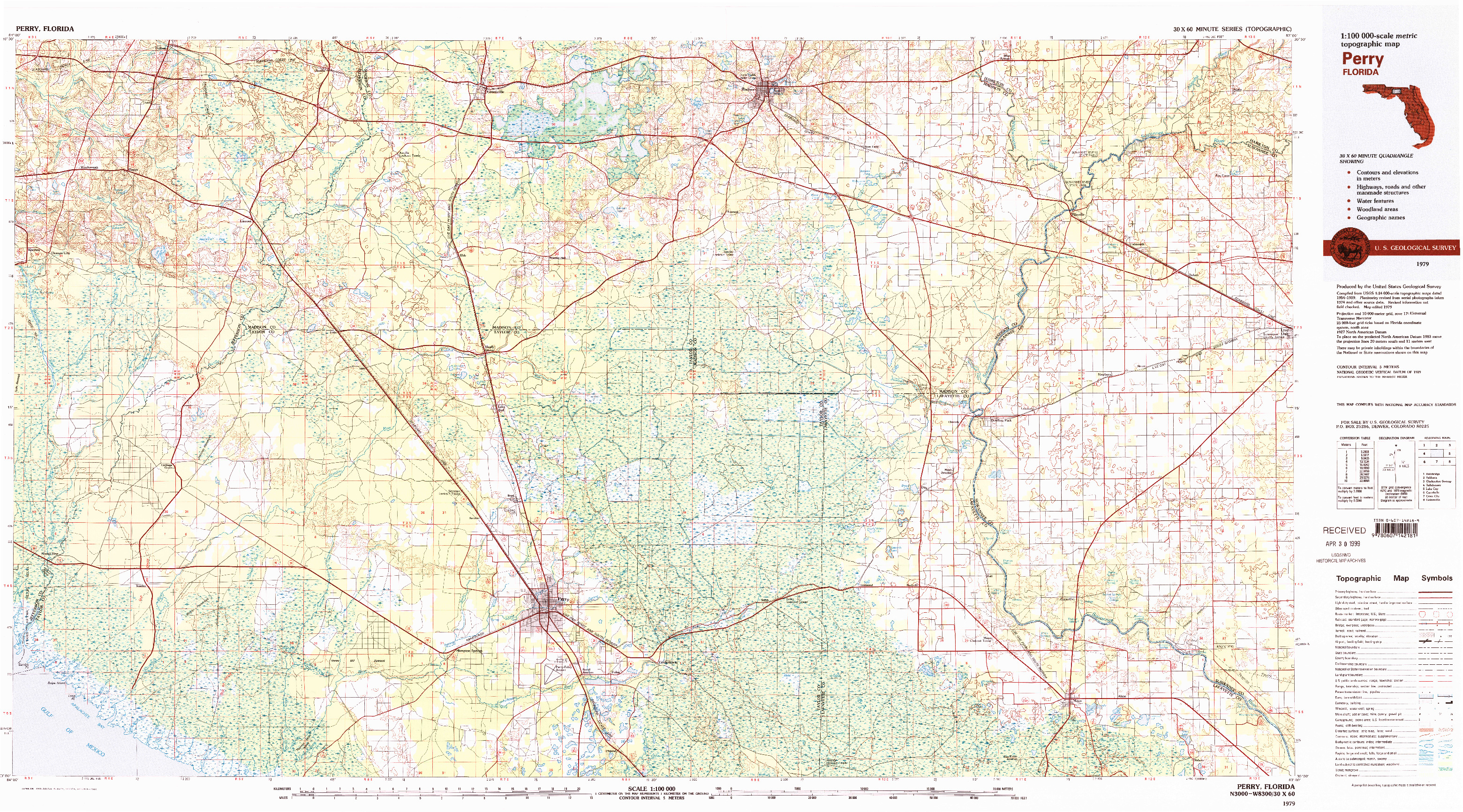 USGS 1:100000-SCALE QUADRANGLE FOR PERRY, FL 1979