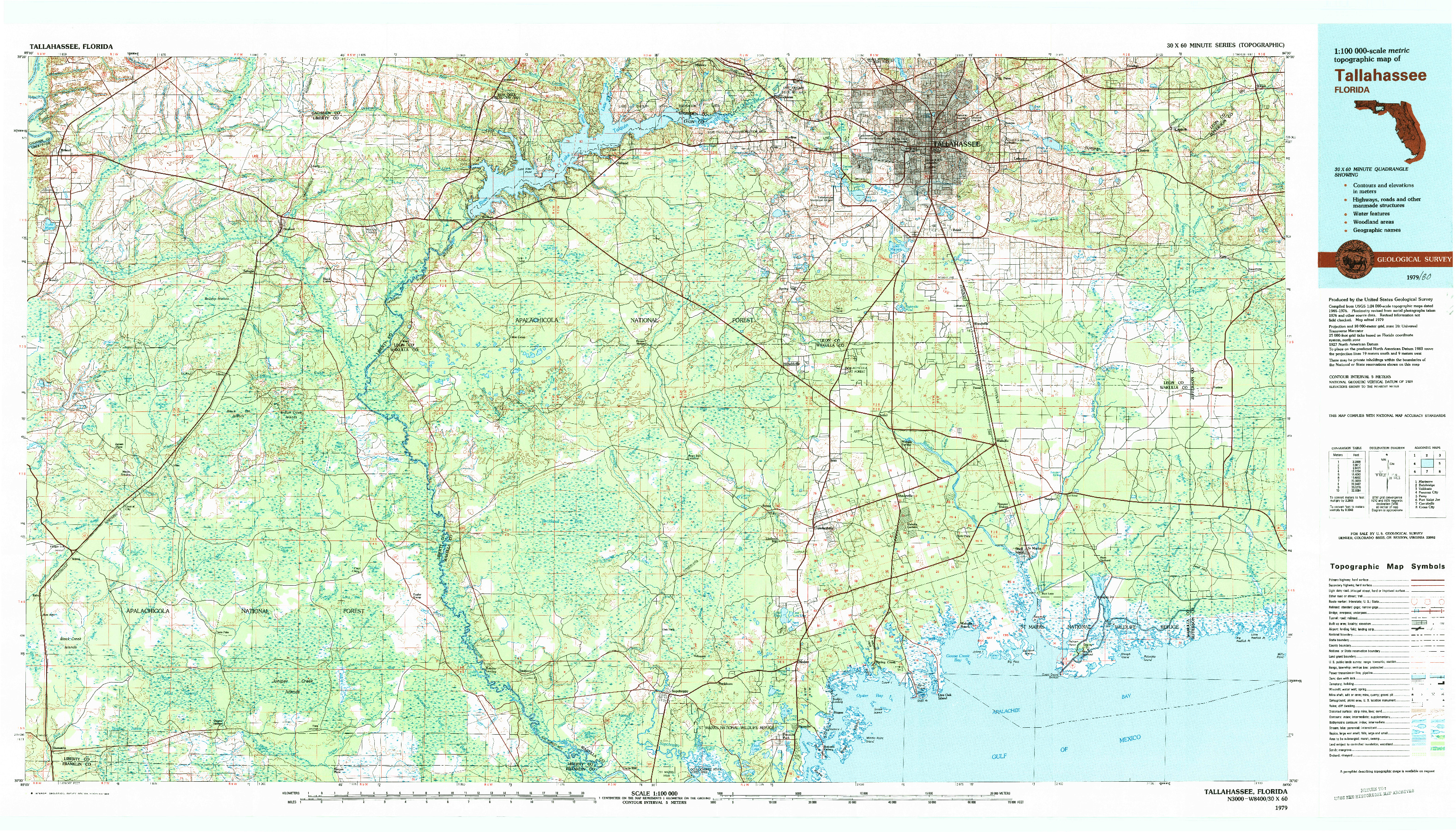 USGS 1:100000-SCALE QUADRANGLE FOR TALLAHASSEE, FL 1979