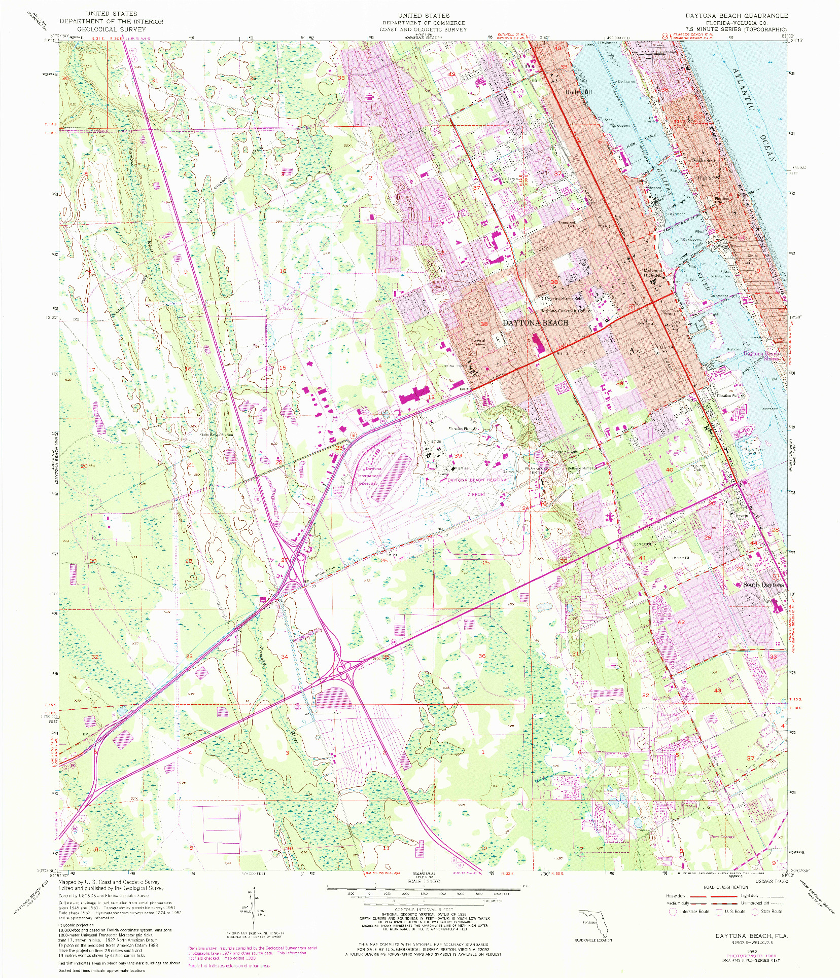 USGS 1:24000-SCALE QUADRANGLE FOR DAYTONA BEACH, FL 1952