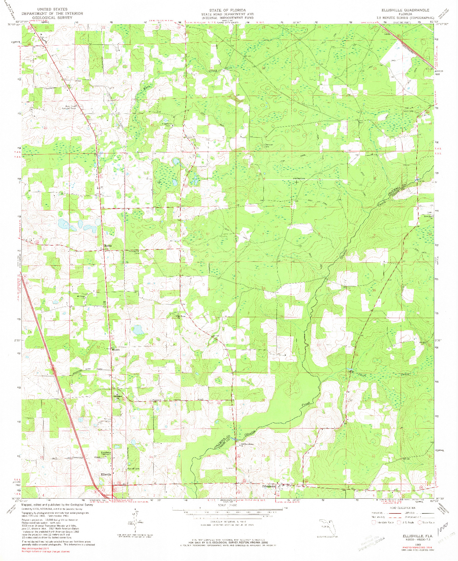 USGS 1:24000-SCALE QUADRANGLE FOR ELLISVILLE, FL 1963
