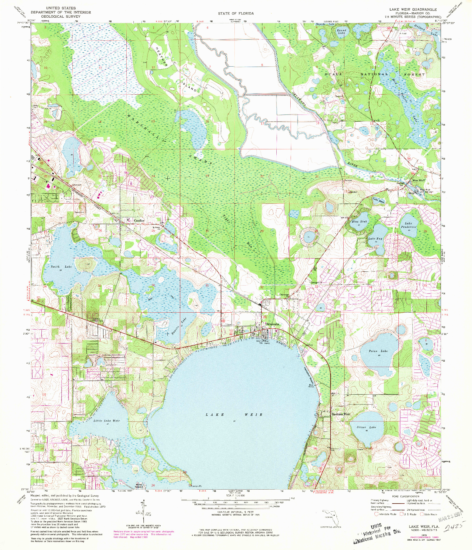 USGS 1:24000-SCALE QUADRANGLE FOR LAKE WEIR, FL 1970