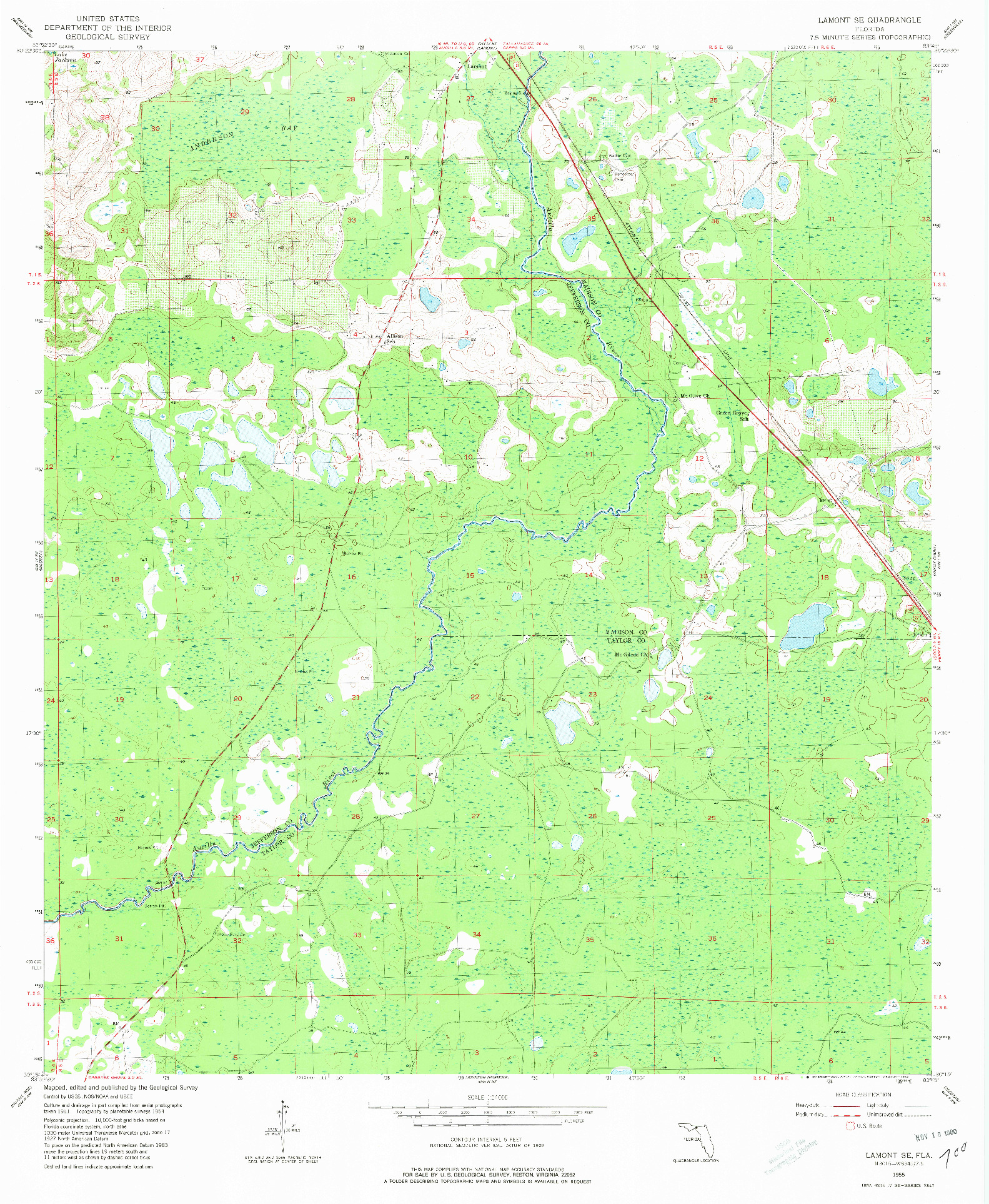 USGS 1:24000-SCALE QUADRANGLE FOR LAMONT SE, FL 1955