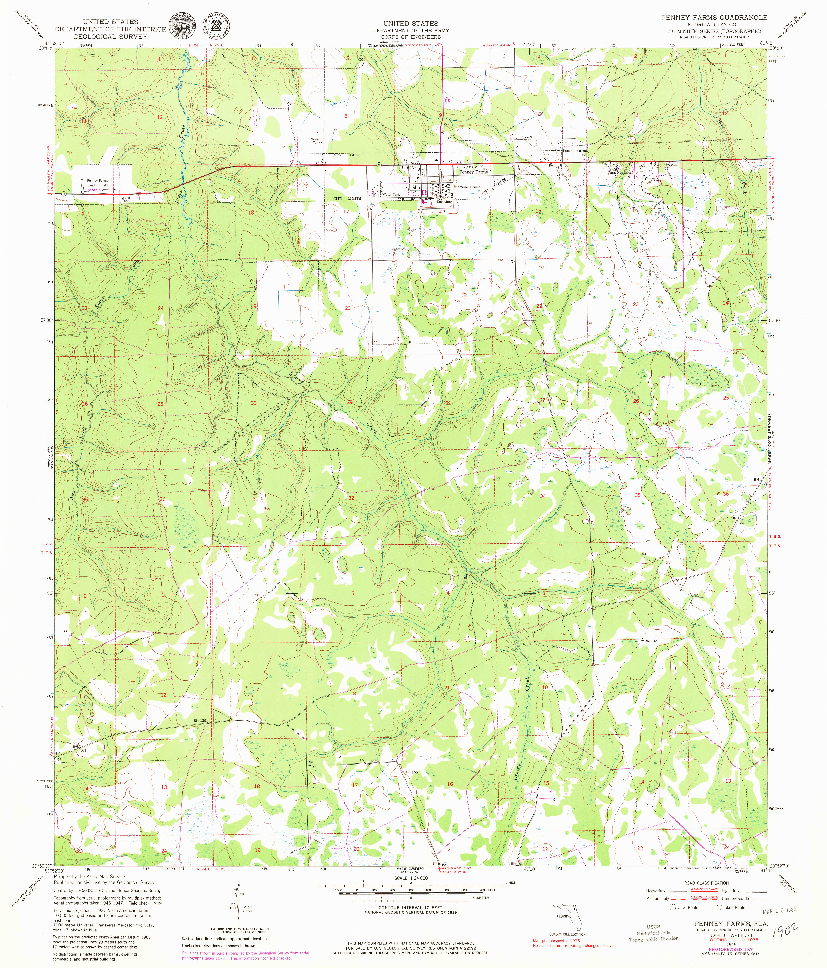 USGS 1:24000-SCALE QUADRANGLE FOR PENNEY FARMS, FL 1949