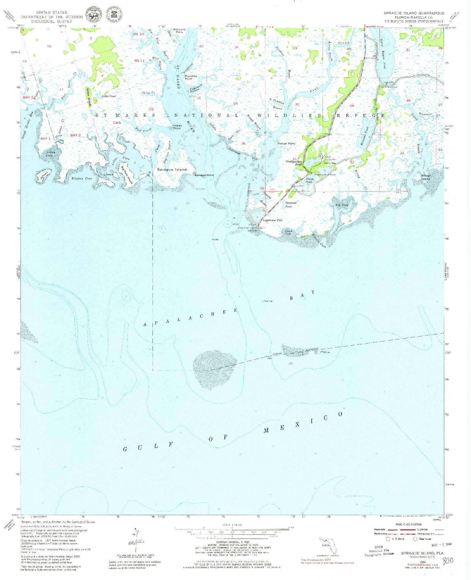 USGS 1:24000-SCALE QUADRANGLE FOR SPRAGUE ISLAND, FL 1954