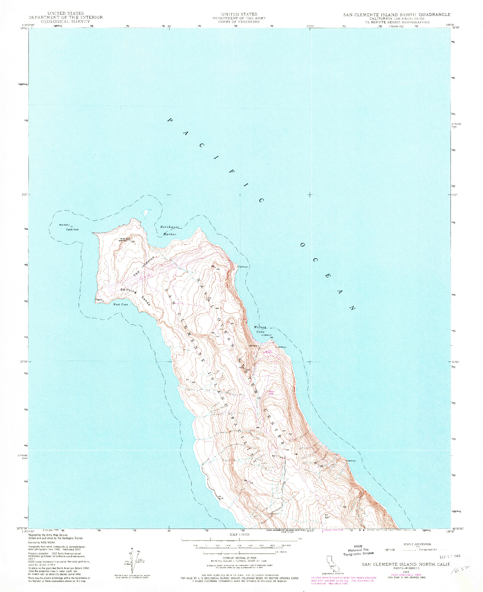 USGS 1:24000-SCALE QUADRANGLE FOR SAN CLEMENTE ISLAND NORTH, CA 1943