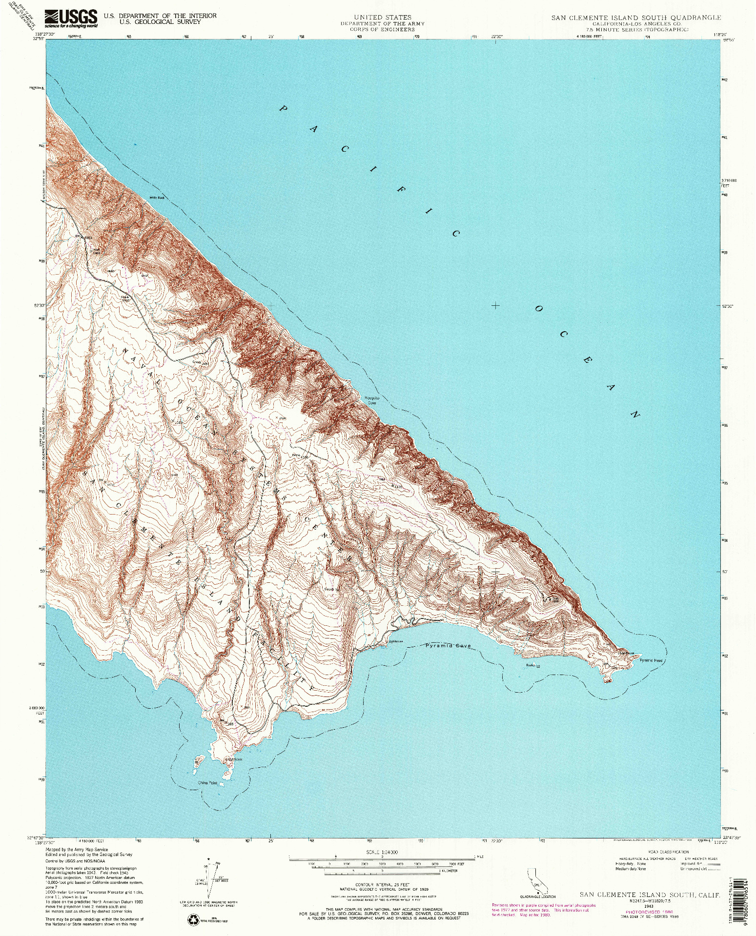 USGS 1:24000-SCALE QUADRANGLE FOR SAN CLEMENTE ISLAND SOUTH, CA 1943