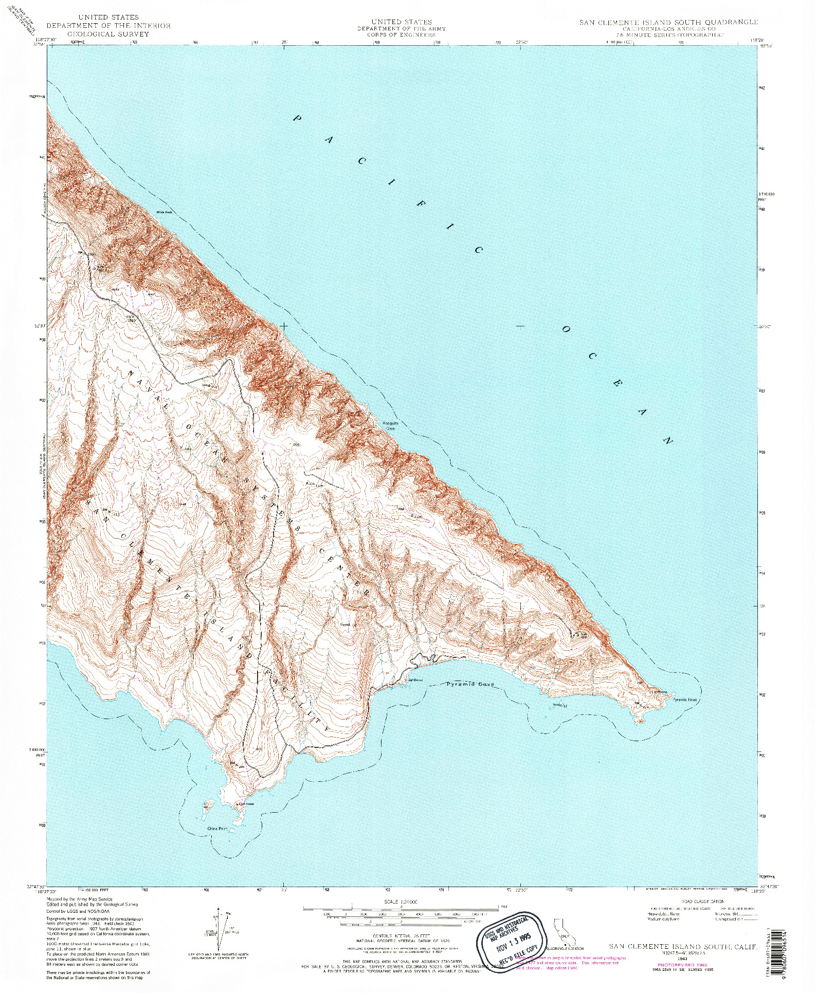 USGS 1:24000-SCALE QUADRANGLE FOR SAN CLEMENTE ISLAND SOUTH, CA 1943