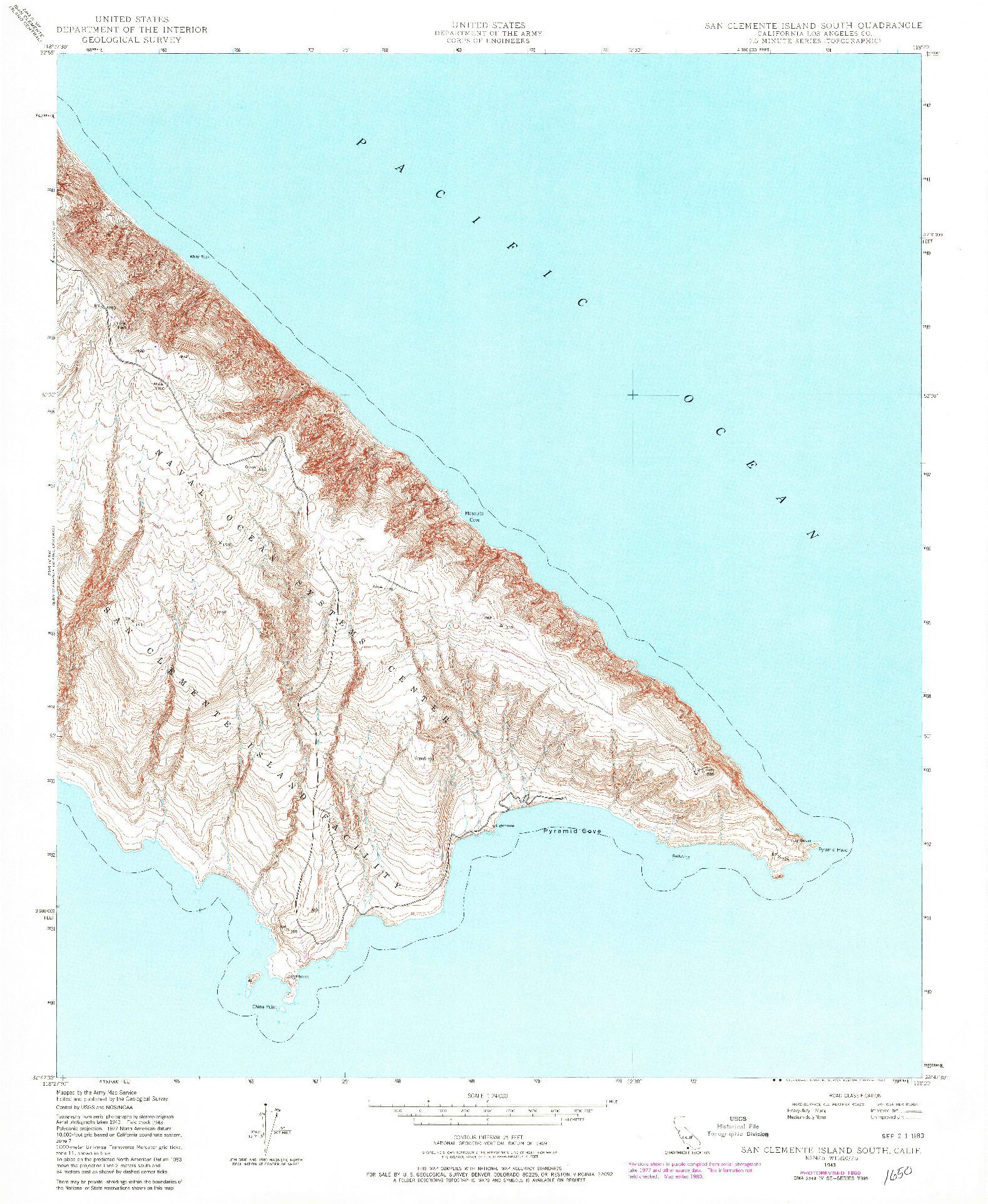 USGS 1:24000-SCALE QUADRANGLE FOR SAN CLEMENTE ISLAND SOUTH, CA 1943