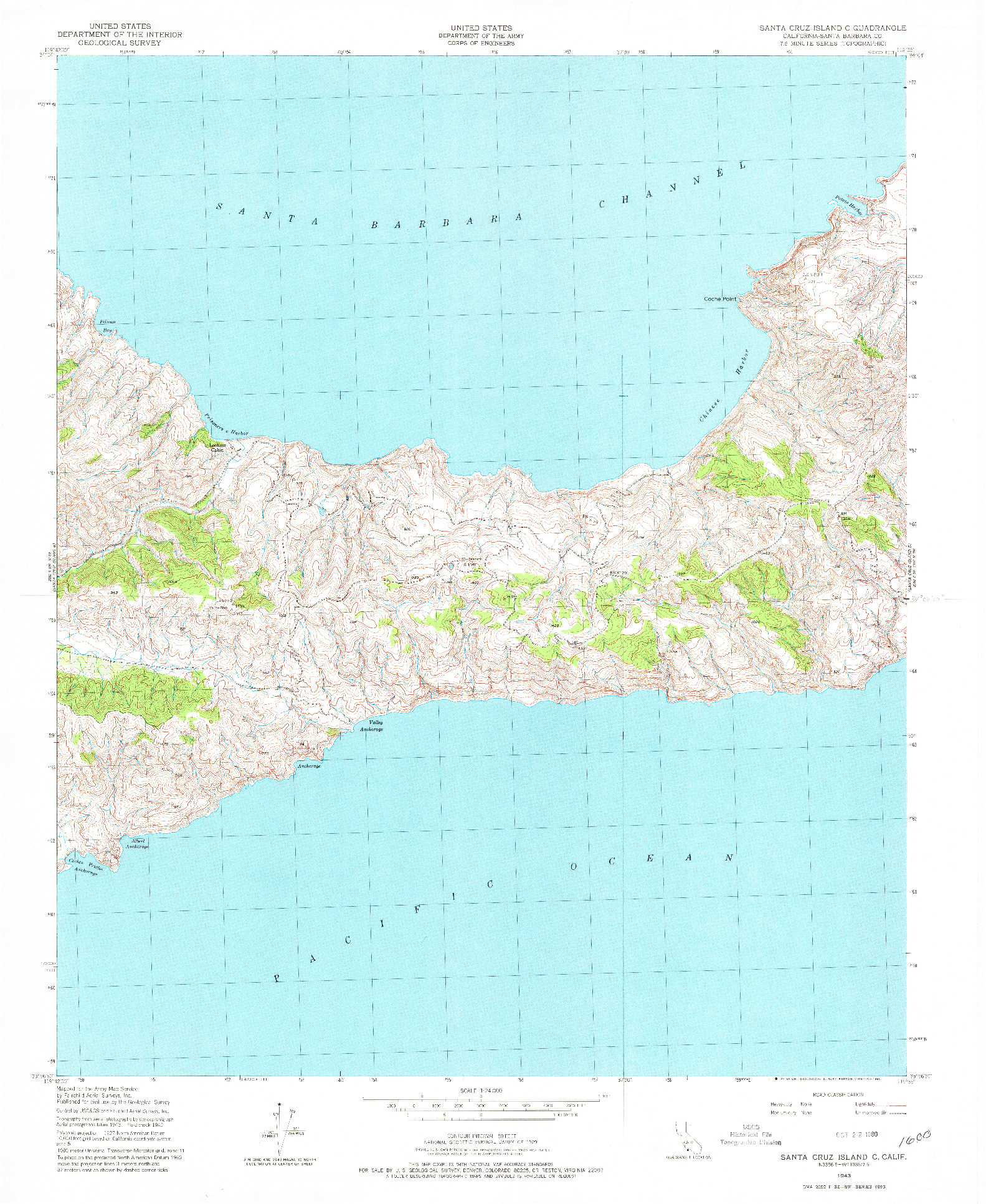 USGS 1:24000-SCALE QUADRANGLE FOR SANTA CRUZ ISLAND C, CA 1943