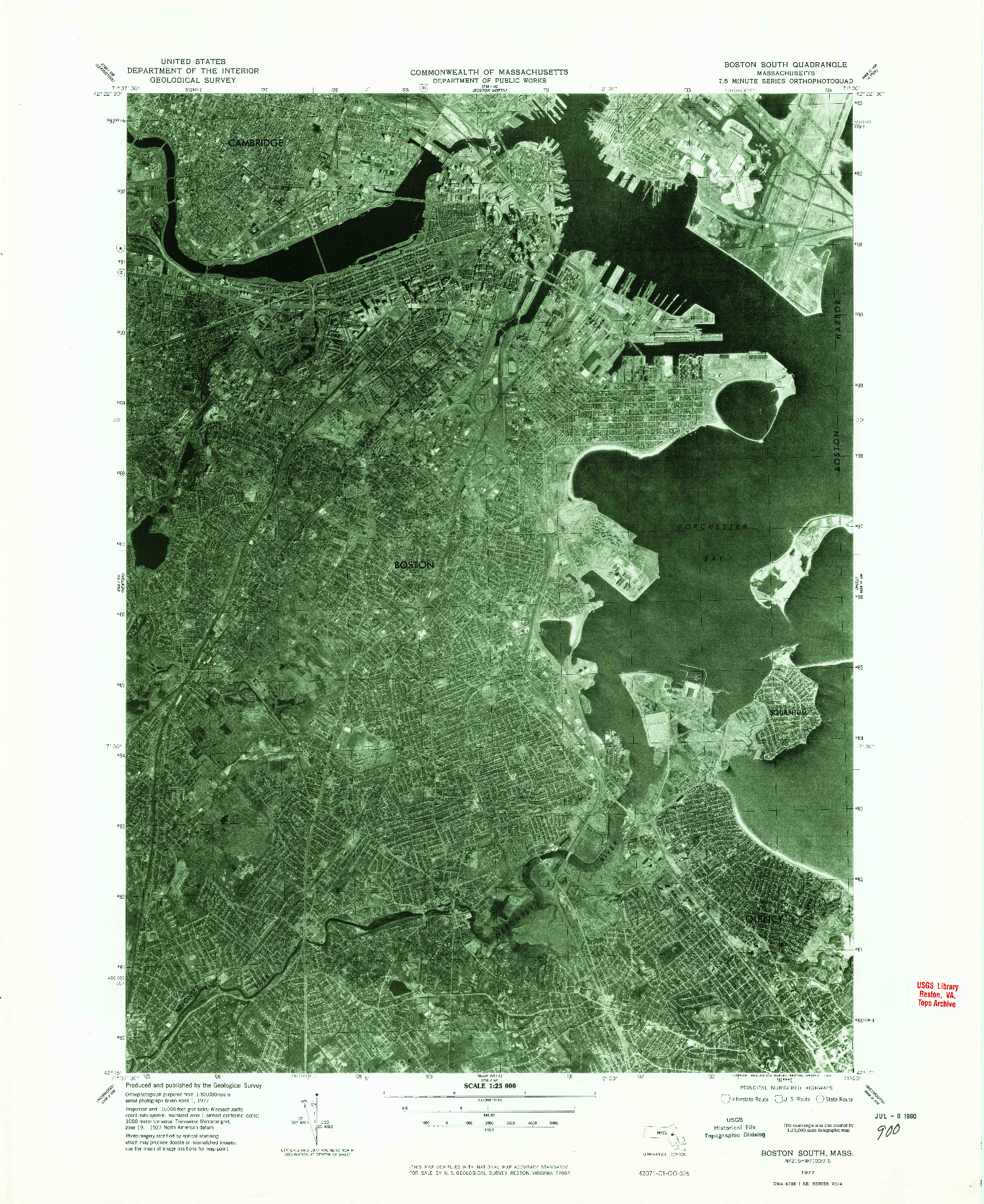 USGS 1:25000-SCALE QUADRANGLE FOR BOSTON SOUTH, MA 1977