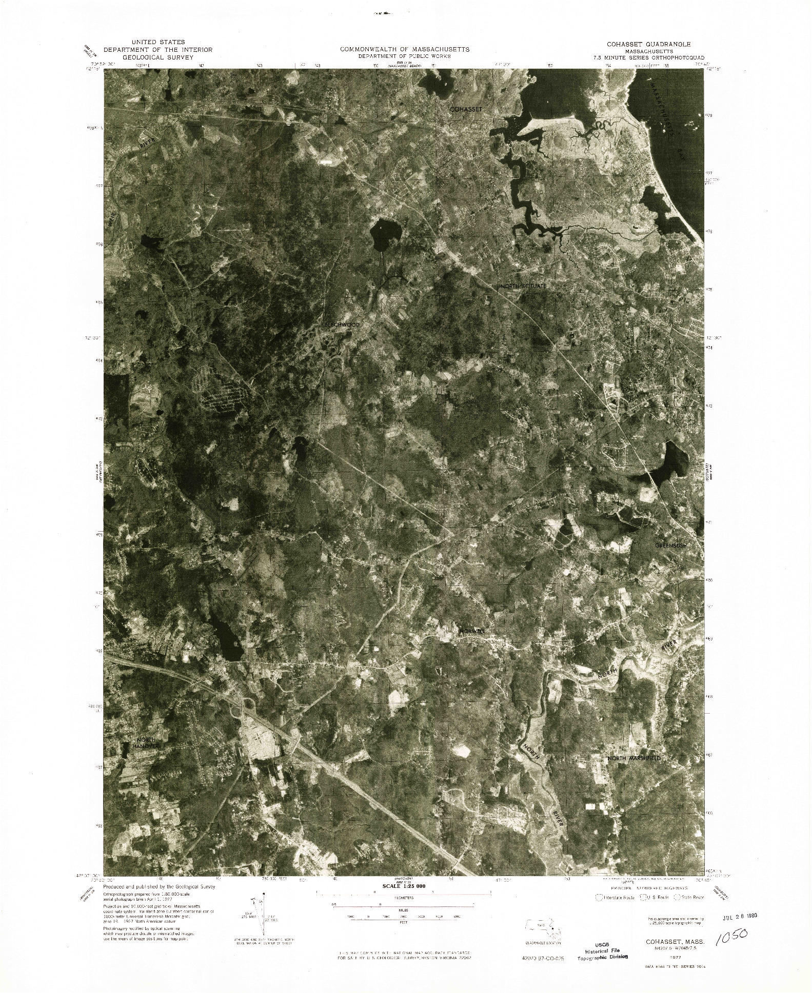 USGS 1:25000-SCALE QUADRANGLE FOR COHASSET, MA 1977