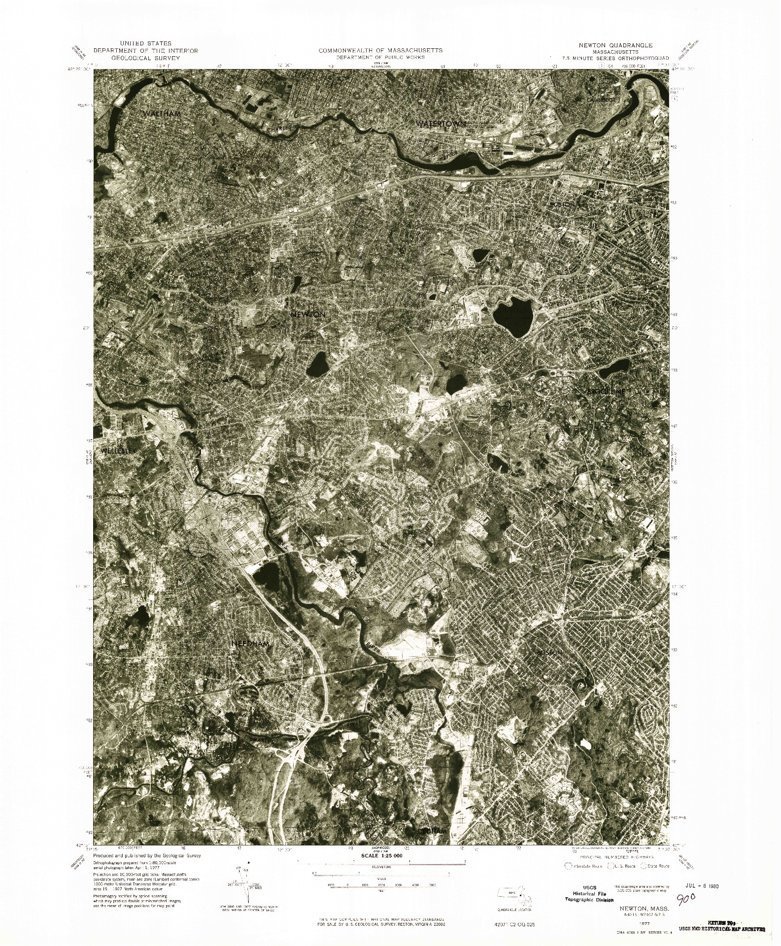 USGS 1:25000-SCALE QUADRANGLE FOR NEWTON, MA 1977