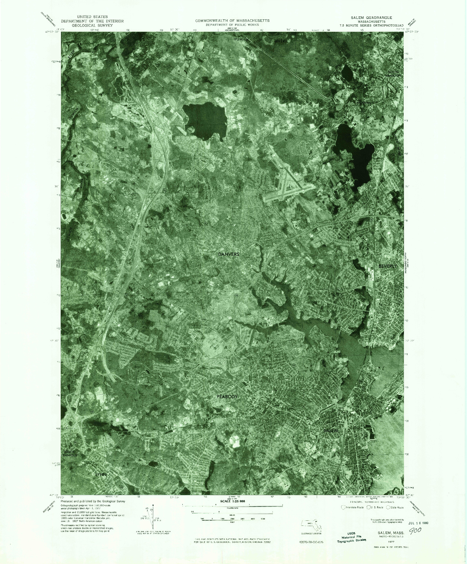 USGS 1:25000-SCALE QUADRANGLE FOR SALEM, MA 1977