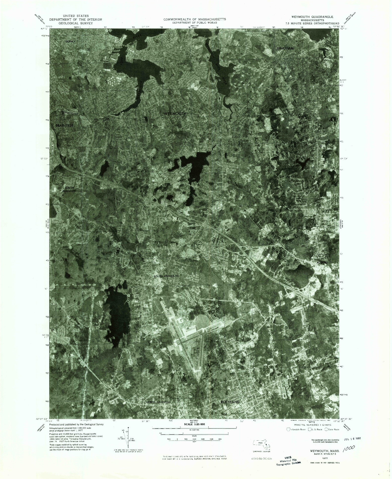 USGS 1:25000-SCALE QUADRANGLE FOR WEYMOUTH, MA 1977