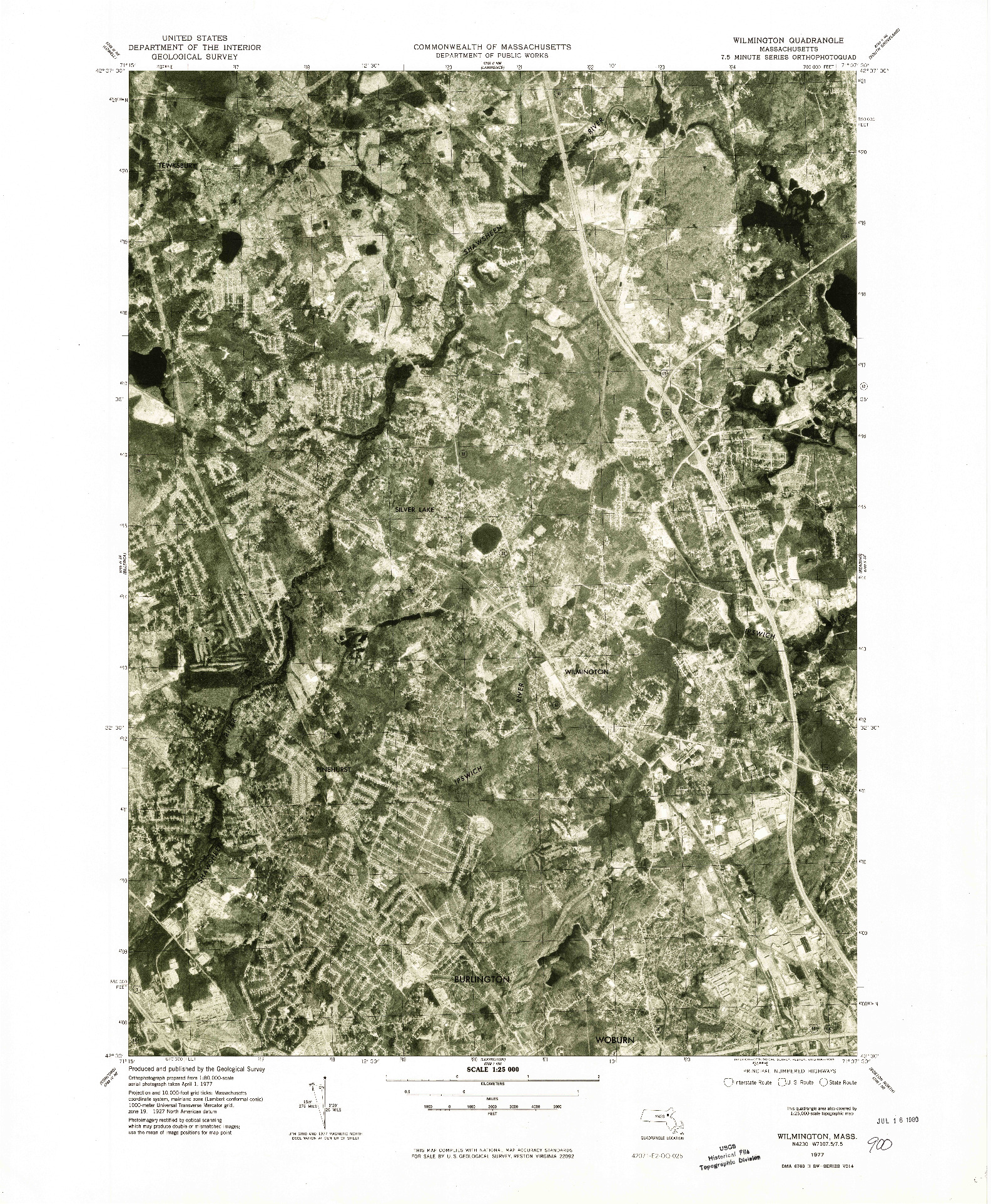 USGS 1:25000-SCALE QUADRANGLE FOR WILMINGTON, MA 1977