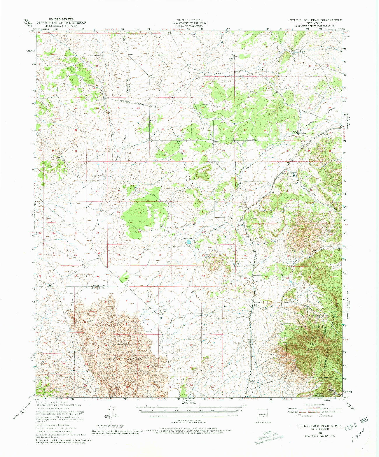 USGS 1:62500-SCALE QUADRANGLE FOR LITTLE BLACK PEAK, NM 1950