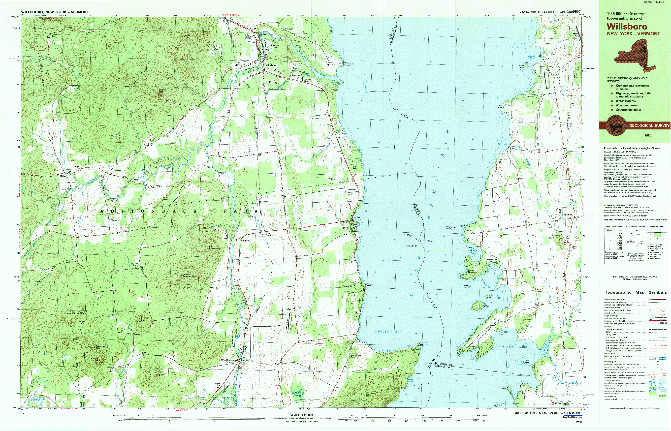 USGS 1:25000-SCALE QUADRANGLE FOR WILLSBORO, NY 1980