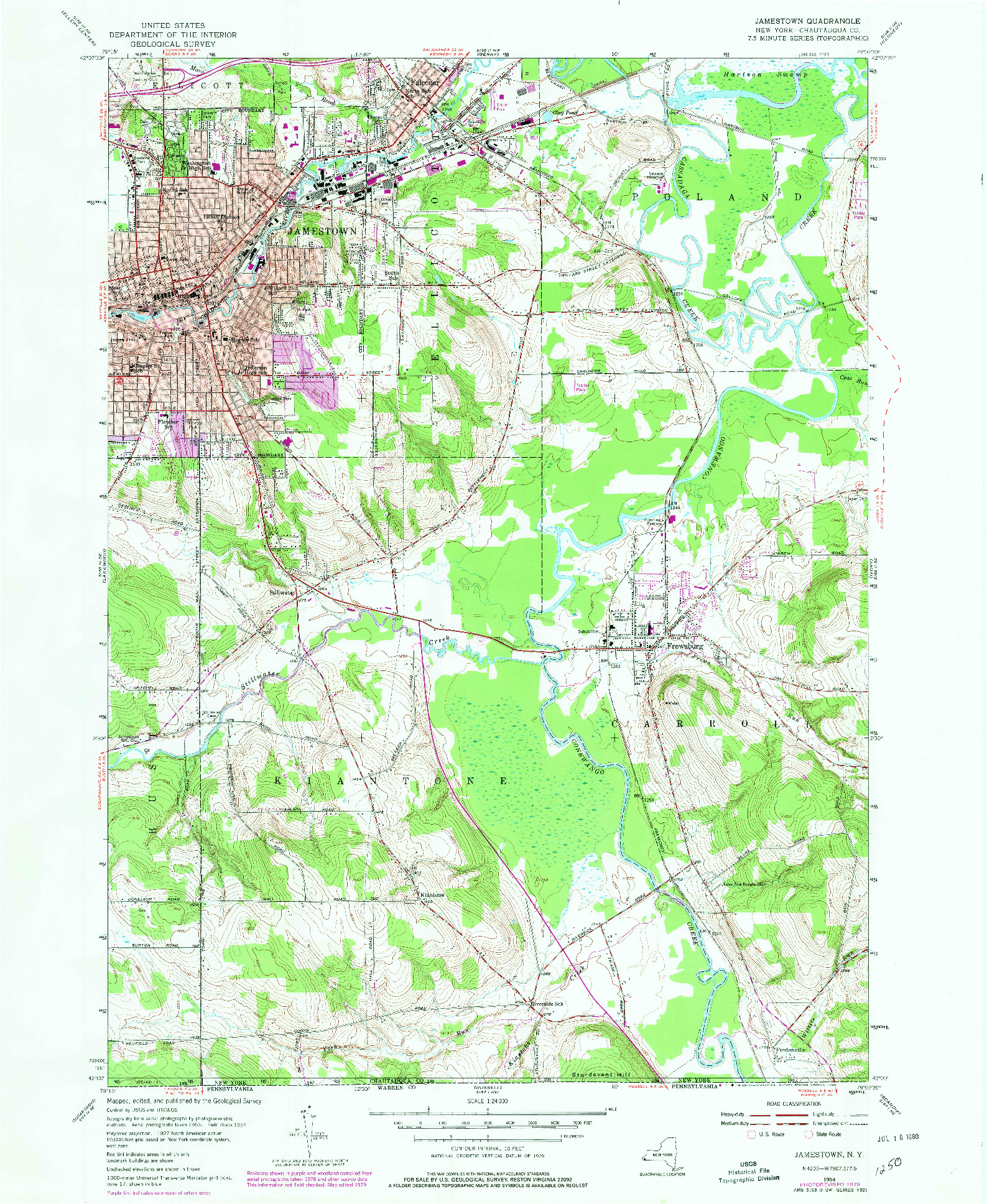 USGS 1:24000-SCALE QUADRANGLE FOR JAMESTOWN, NY 1979