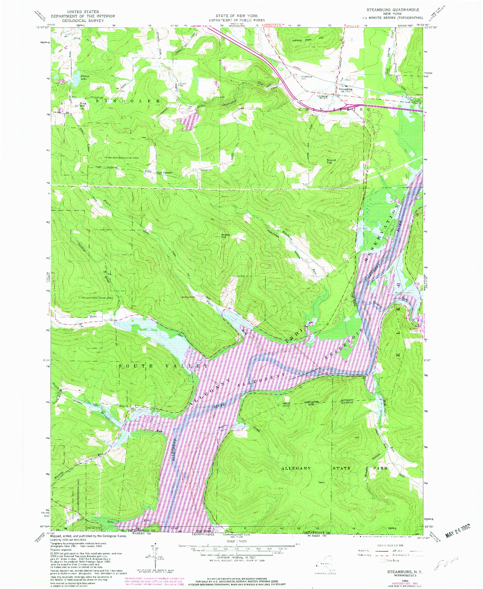 USGS 1:24000-SCALE QUADRANGLE FOR STEAMBURG, NY 1962