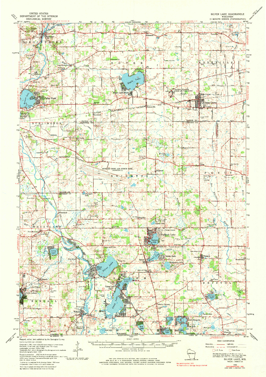 USGS 1:62500-SCALE QUADRANGLE FOR SILVER LAKE, WI 1960