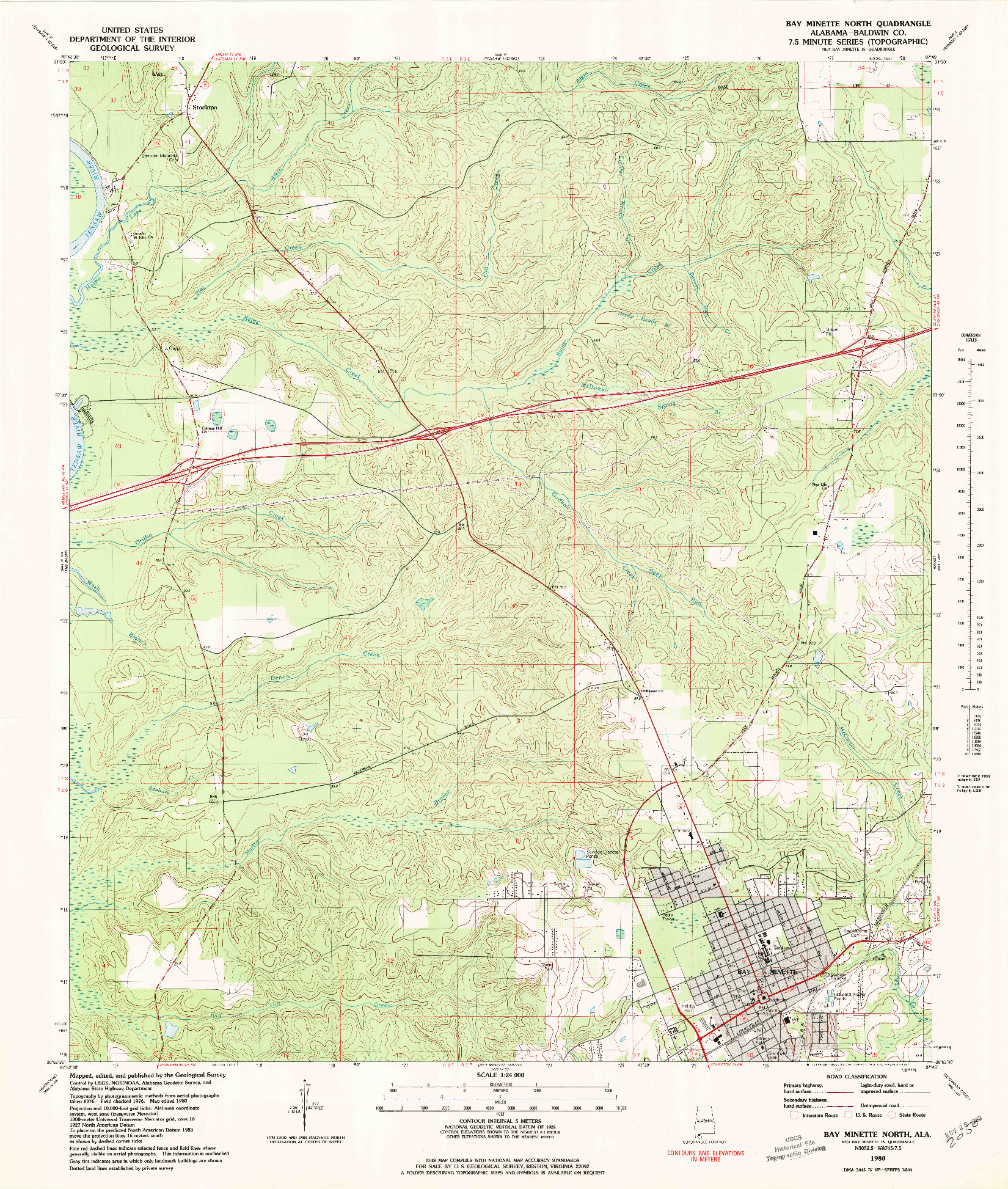 USGS 1:24000-SCALE QUADRANGLE FOR BAY MINETTE NORTH, AL 1980