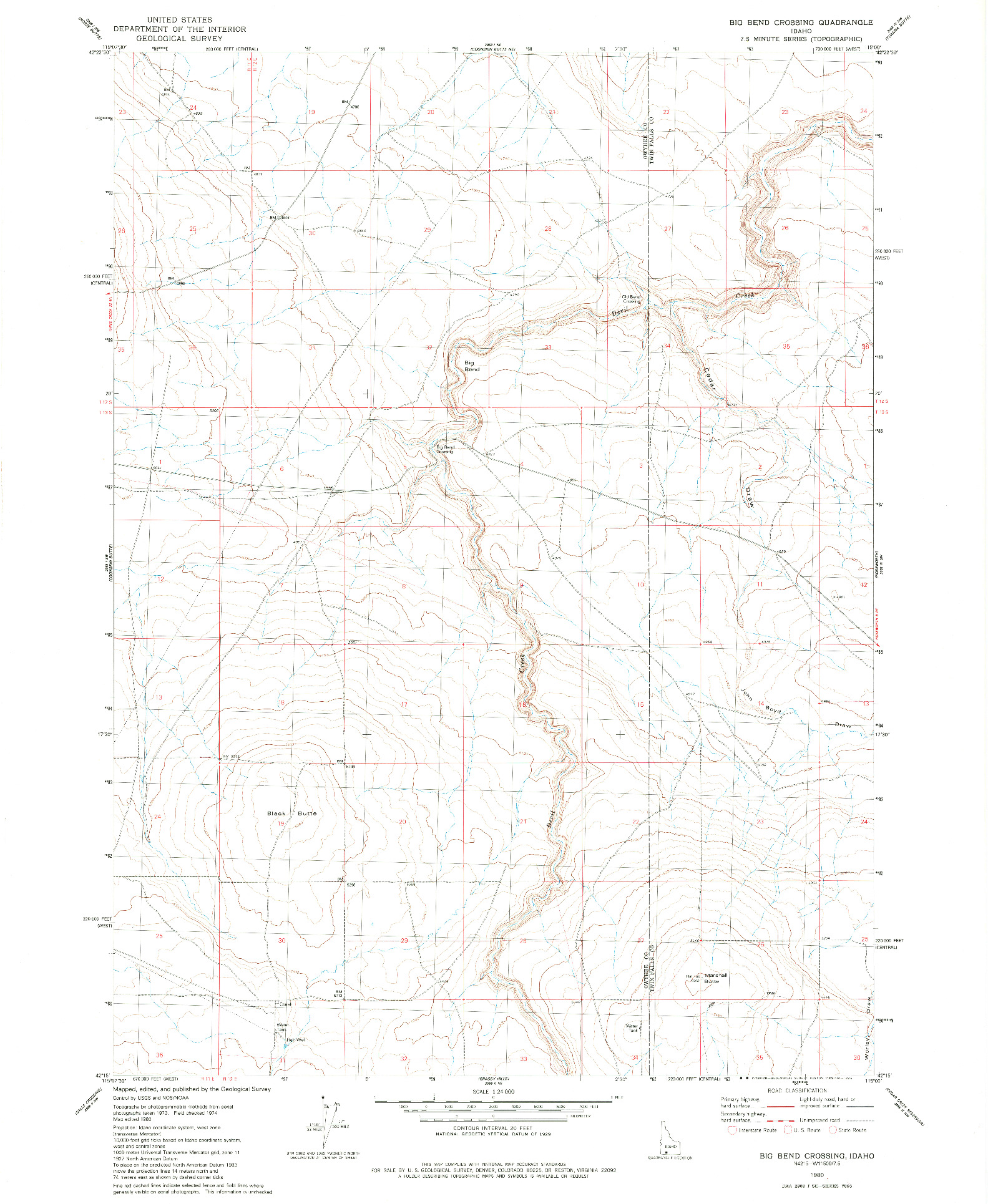 USGS 1:24000-SCALE QUADRANGLE FOR BIG BEND CROSSING, ID 1980