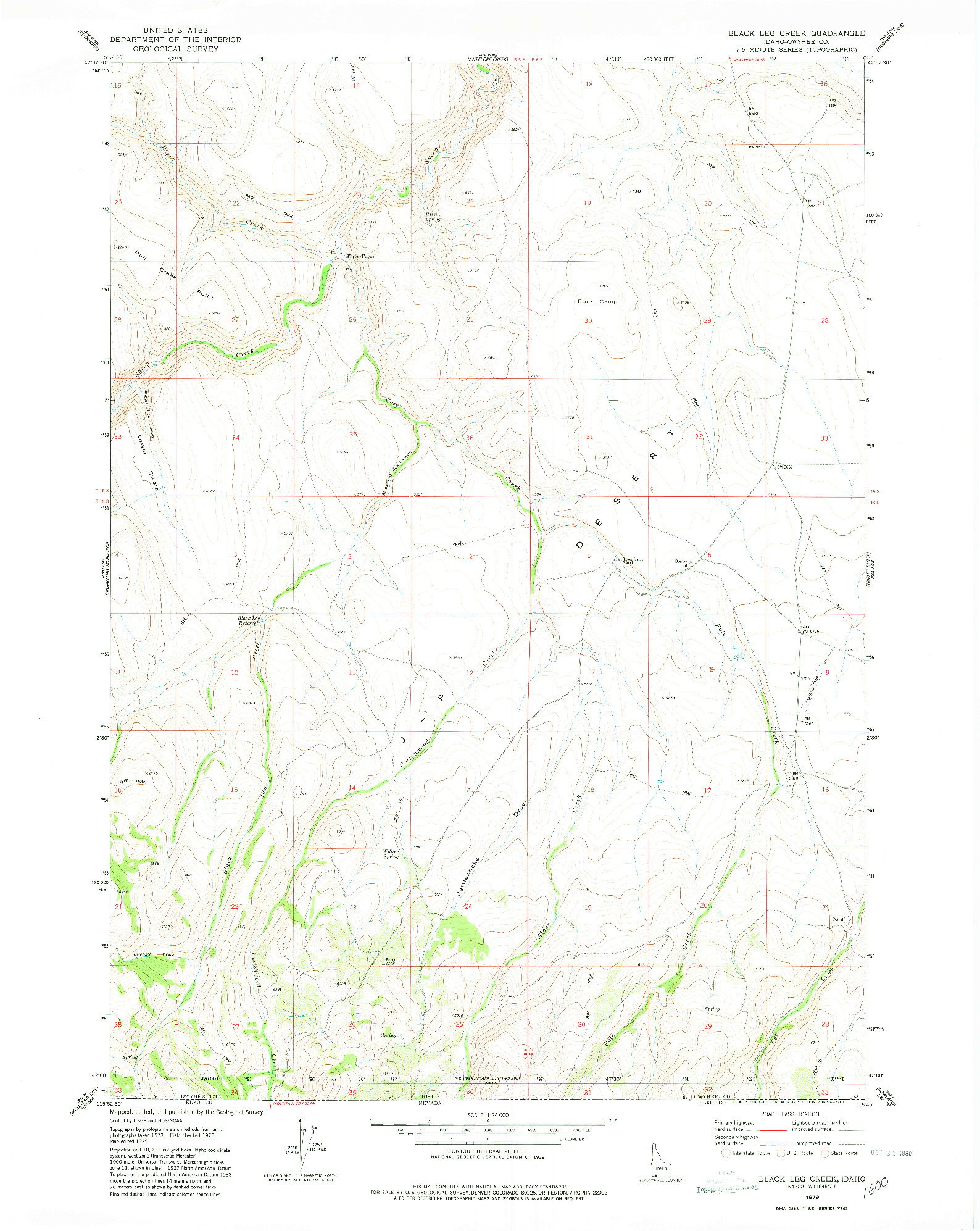 USGS 1:24000-SCALE QUADRANGLE FOR BLACK LEG CREEK, ID 1979