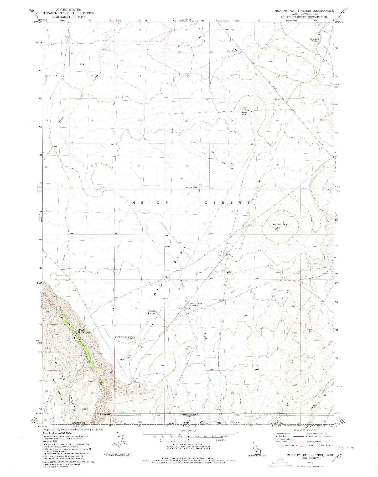 USGS 1:24000-SCALE QUADRANGLE FOR MURPHY HOT SPRINGS, ID 1979