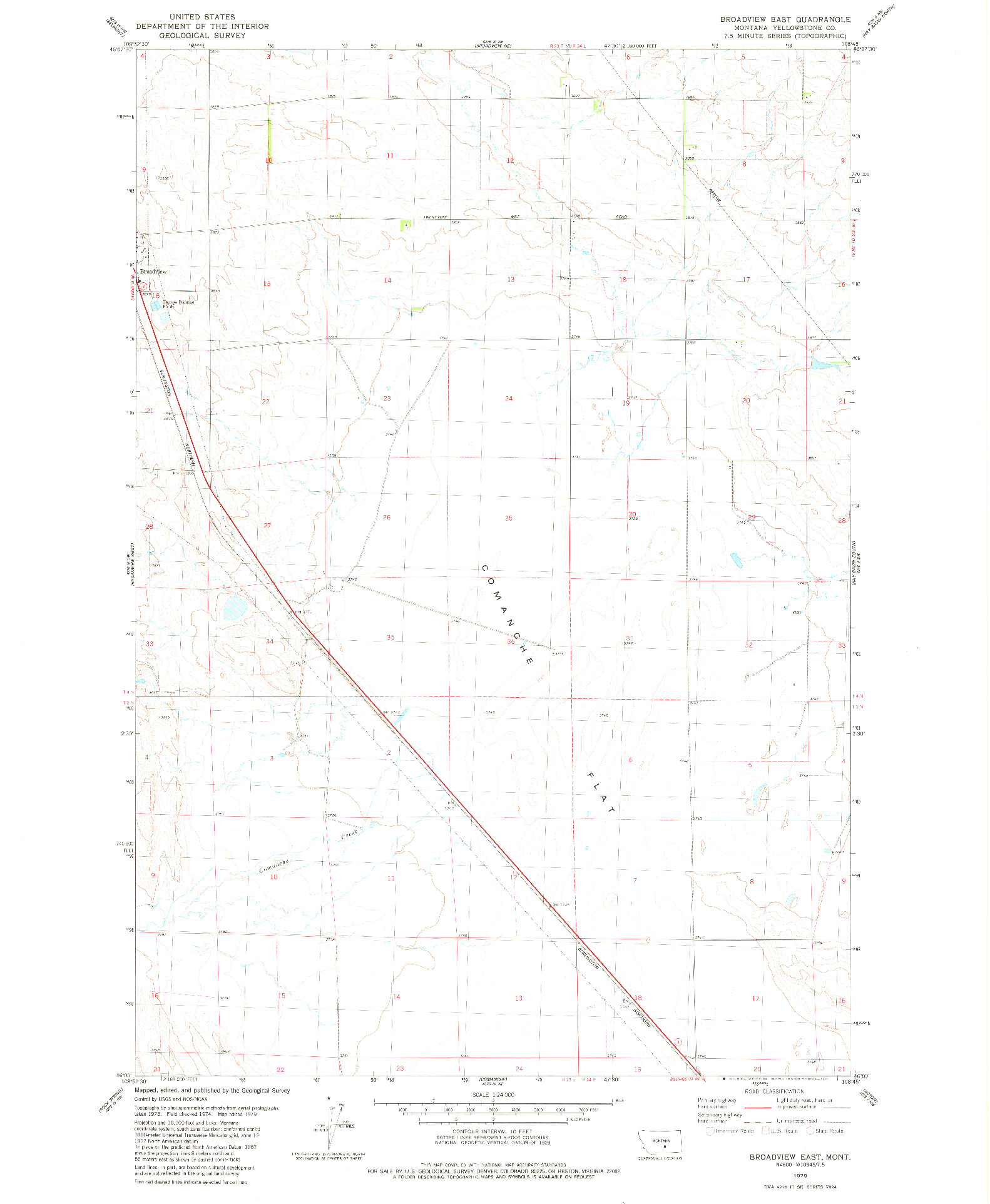 USGS 1:24000-SCALE QUADRANGLE FOR BROADVIEW EAST, MT 1979