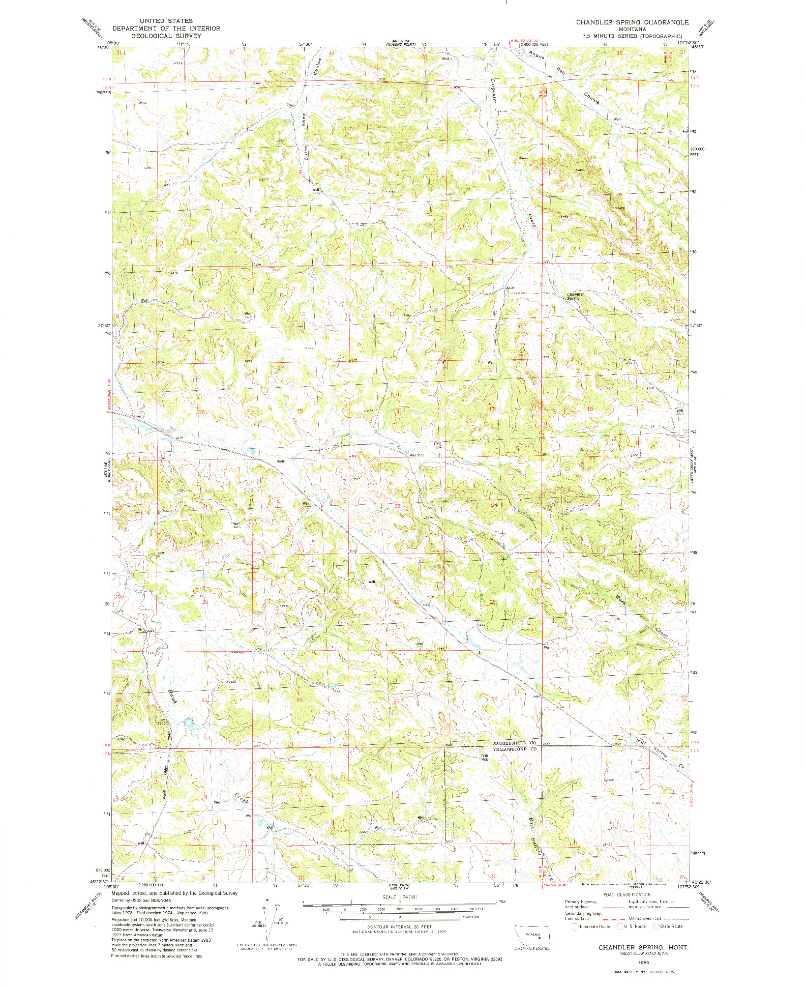 USGS 1:24000-SCALE QUADRANGLE FOR CHANDLER SPRING, MT 1980