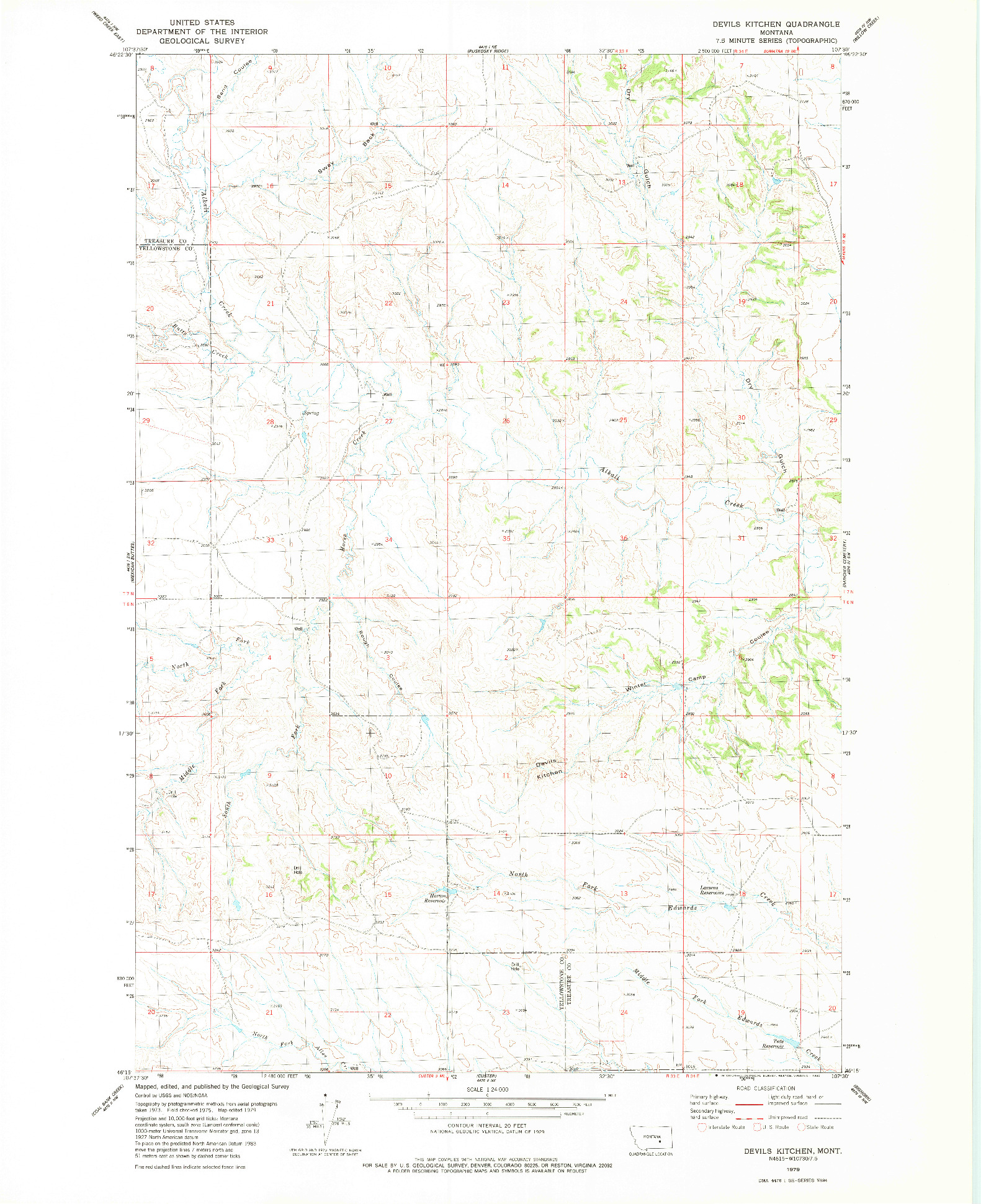 USGS 1:24000-SCALE QUADRANGLE FOR DEVILS KITCHEN, MT 1979