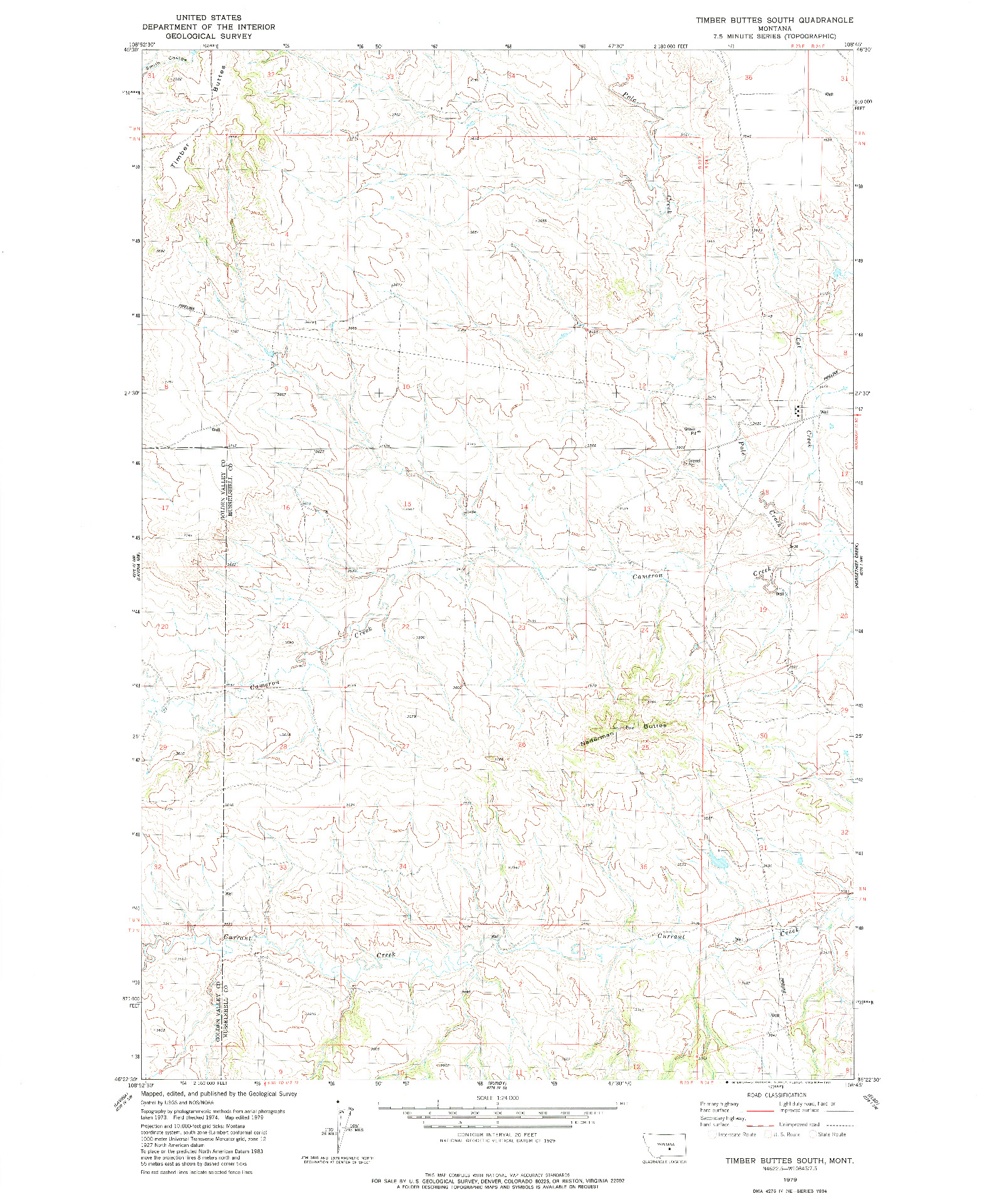 USGS 1:24000-SCALE QUADRANGLE FOR TIMBER BUTTES SOUTH, MT 1979