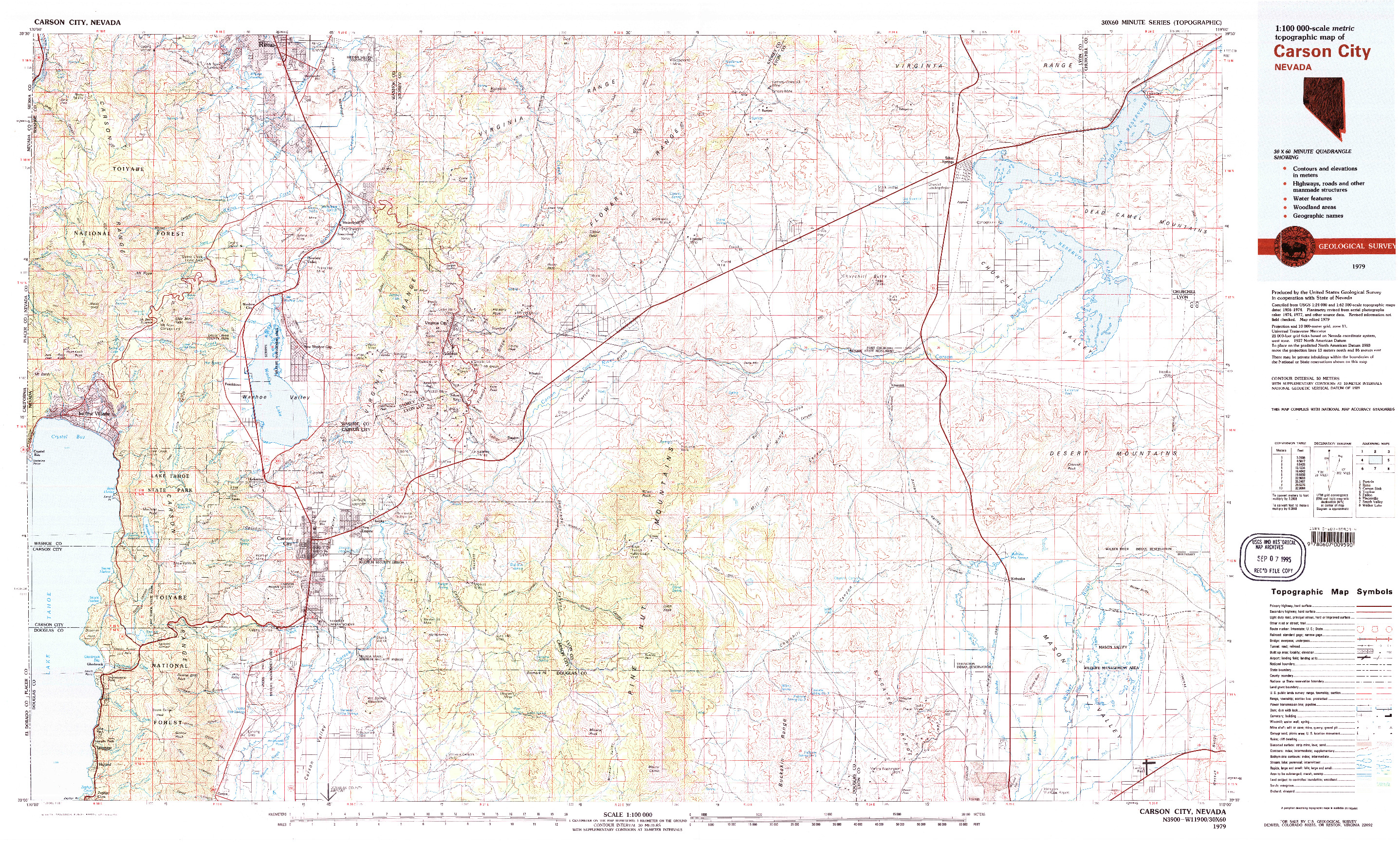 USGS 1:100000-SCALE QUADRANGLE FOR CARSON CITY, NV 1979