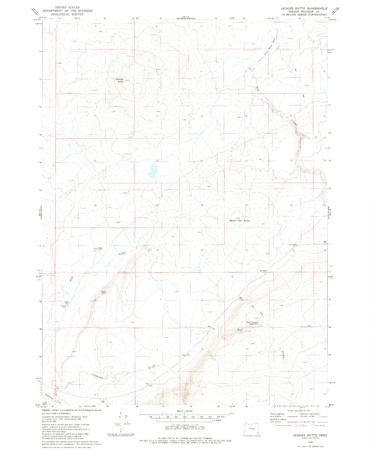 USGS 1:24000-SCALE QUADRANGLE FOR JACKIES BUTTE, OR 1980