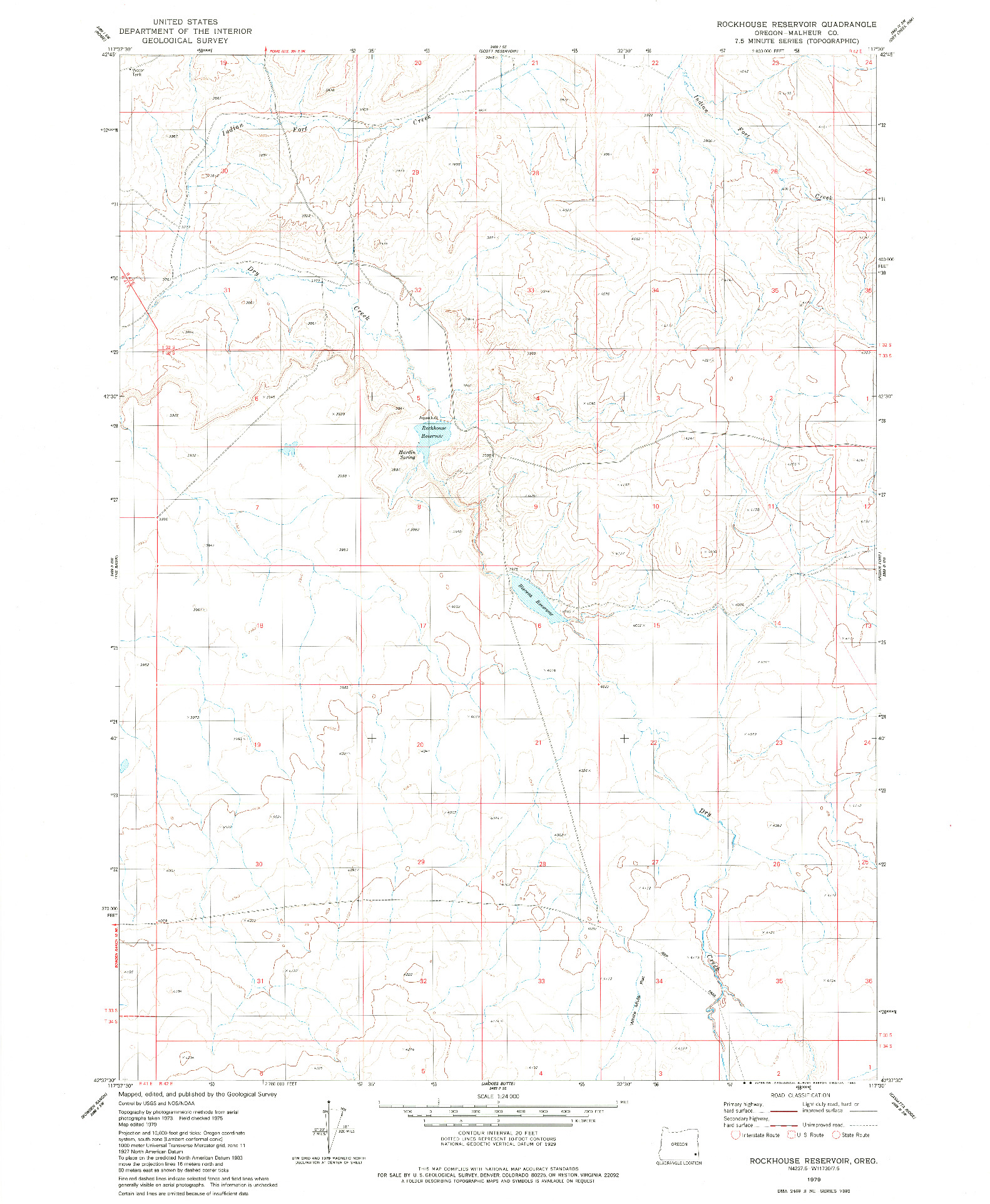 USGS 1:24000-SCALE QUADRANGLE FOR ROCKHOUSE RESERVOIR, OR 1979
