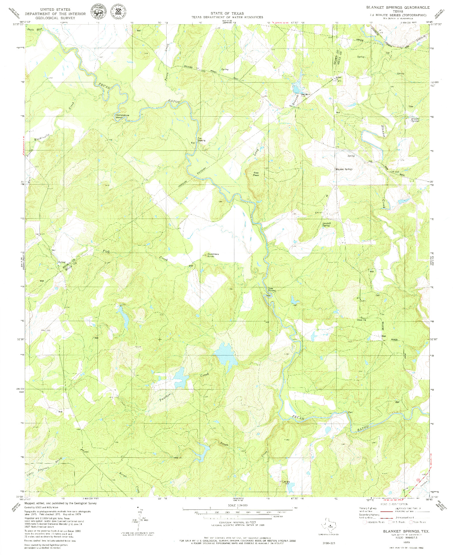 USGS 1:24000-SCALE QUADRANGLE FOR BLANKET SPRINGS, TX 1979