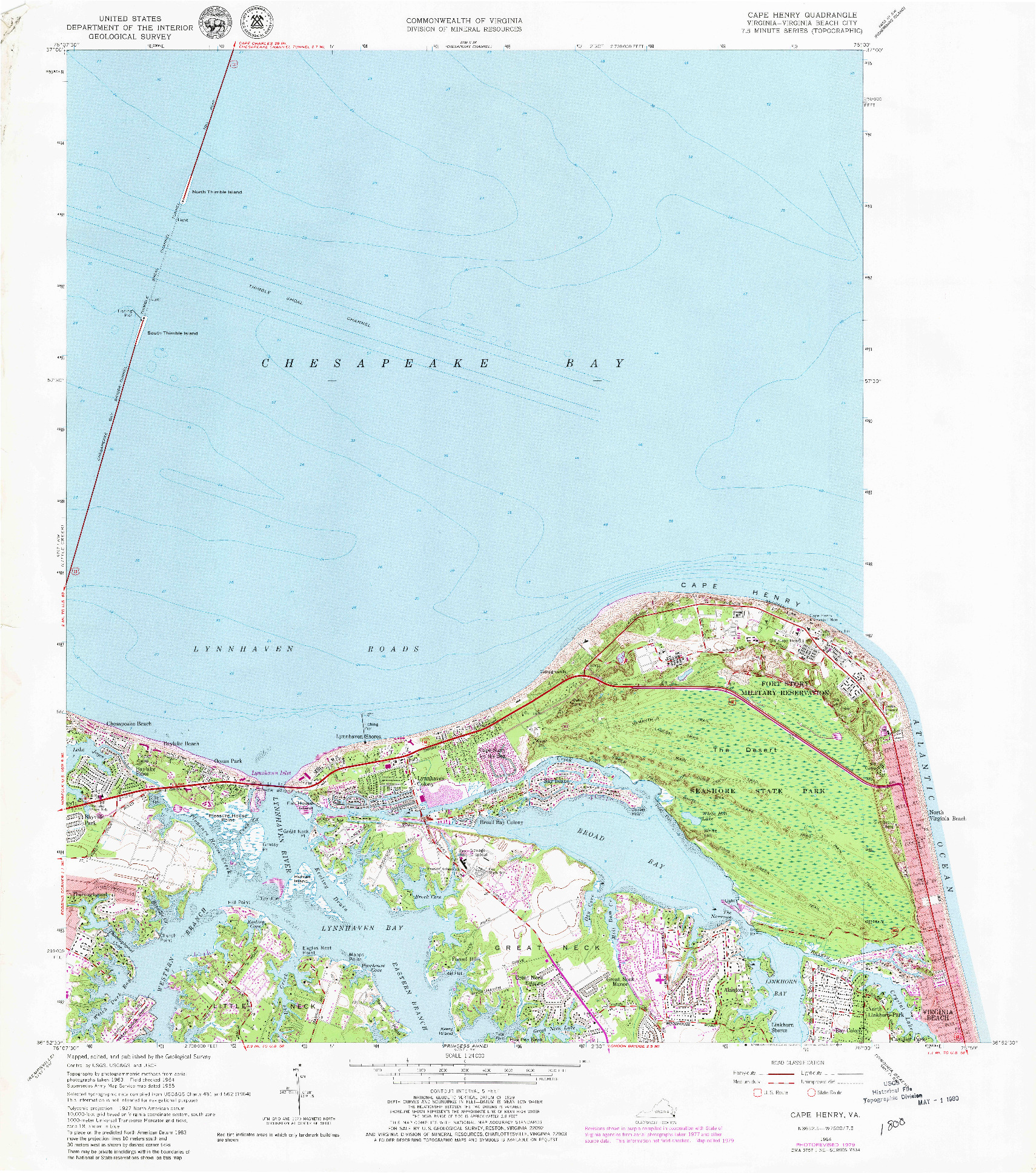 USGS 1:24000-SCALE QUADRANGLE FOR CAPE HENRY, VA 1964