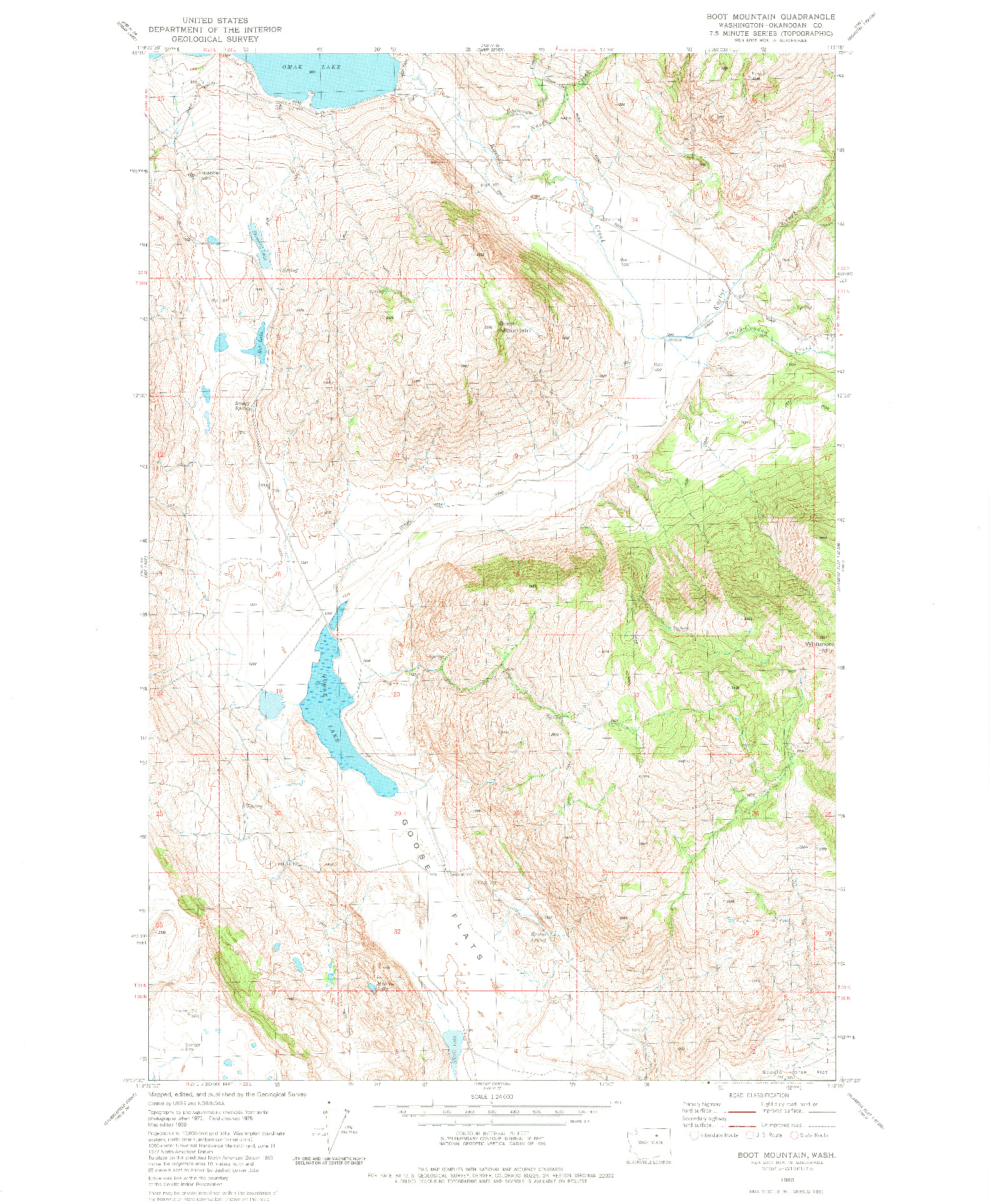 USGS 1:24000-SCALE QUADRANGLE FOR BOOT MOUNTAIN, WA 1980