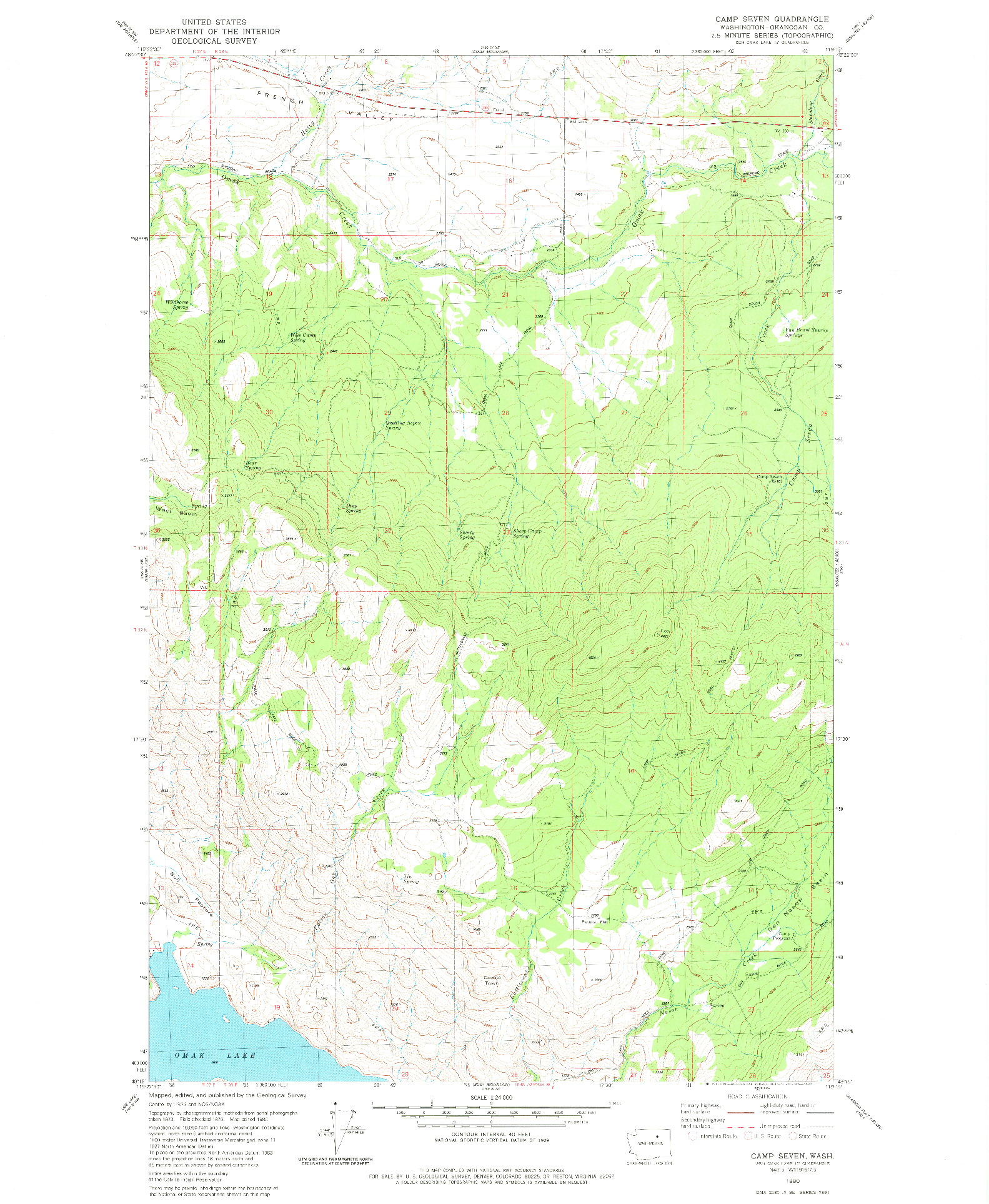 USGS 1:24000-SCALE QUADRANGLE FOR CAMP SEVEN, WA 1980