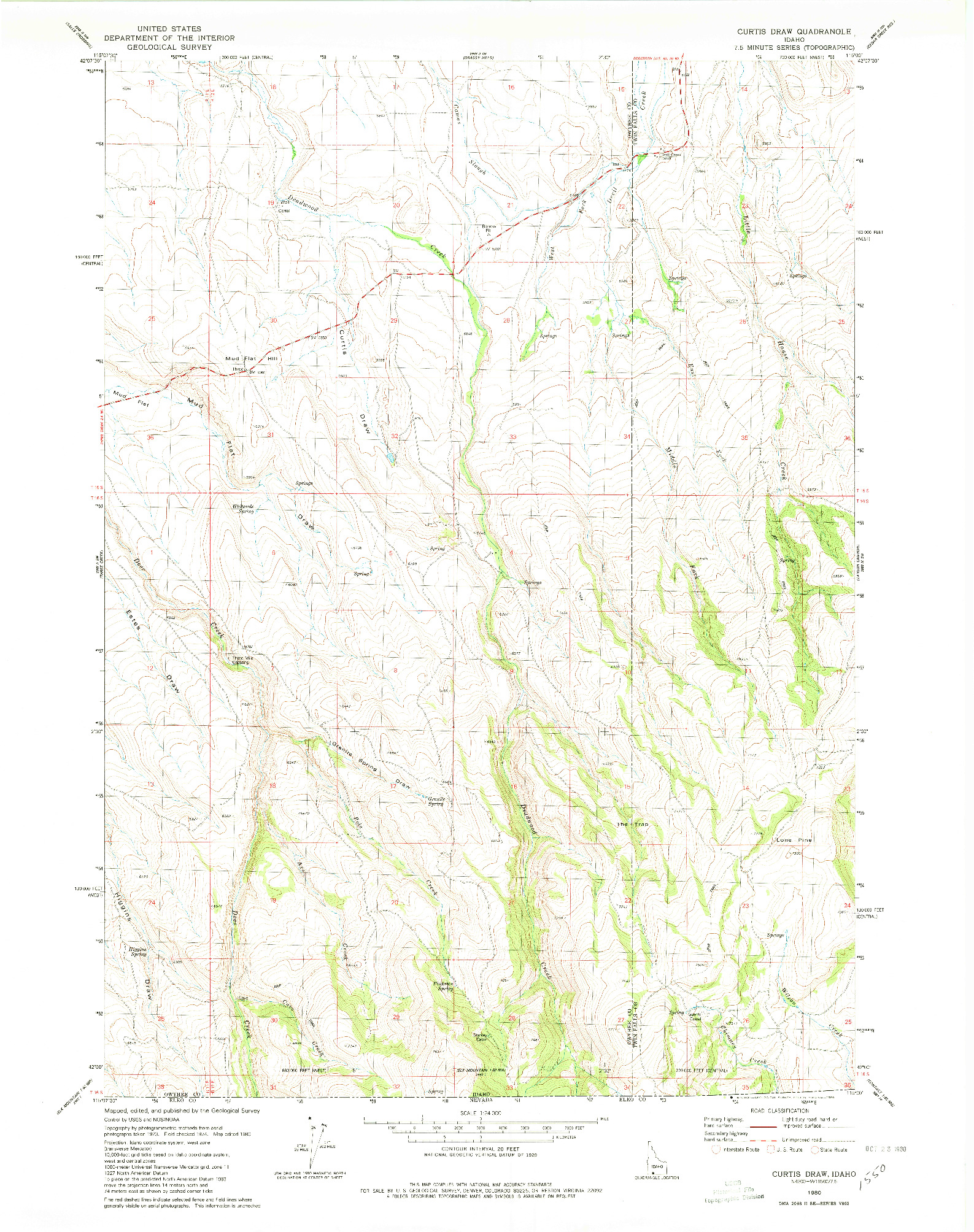 USGS 1:24000-SCALE QUADRANGLE FOR CURTIS DRAW, ID 1980