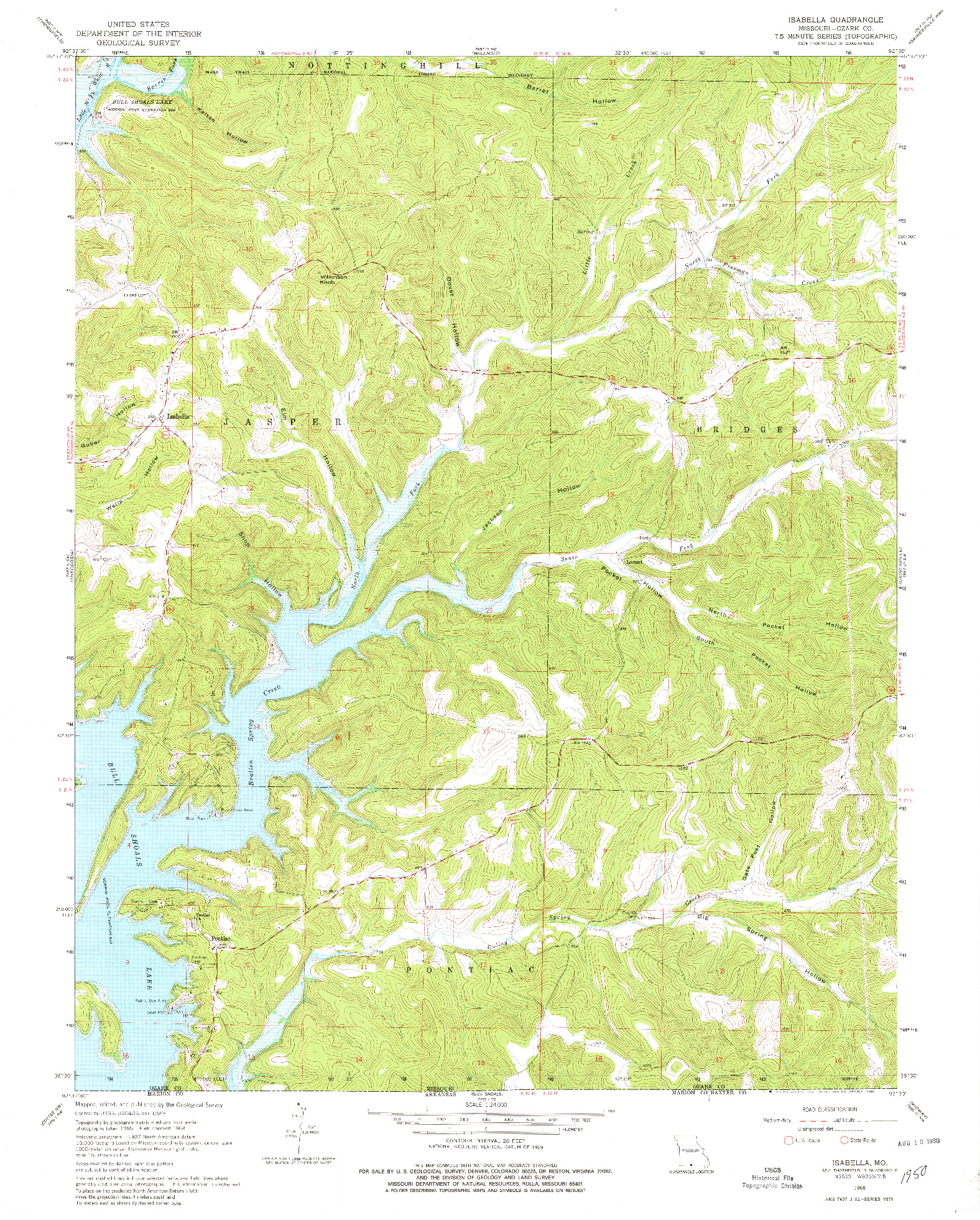 USGS 1:24000-SCALE QUADRANGLE FOR ISABELLA, MO 1968