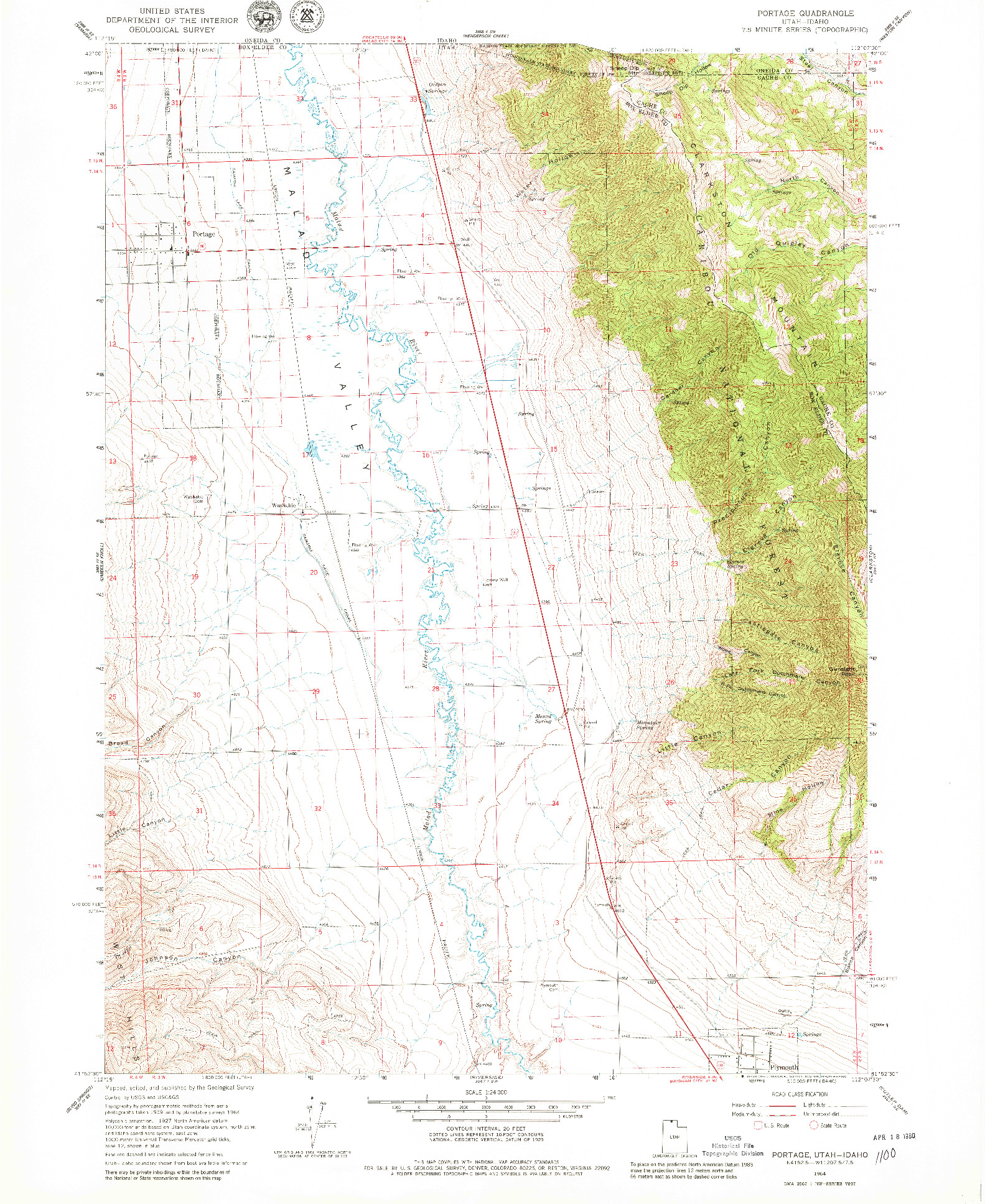 USGS 1:24000-SCALE QUADRANGLE FOR PORTAGE, UT 1964