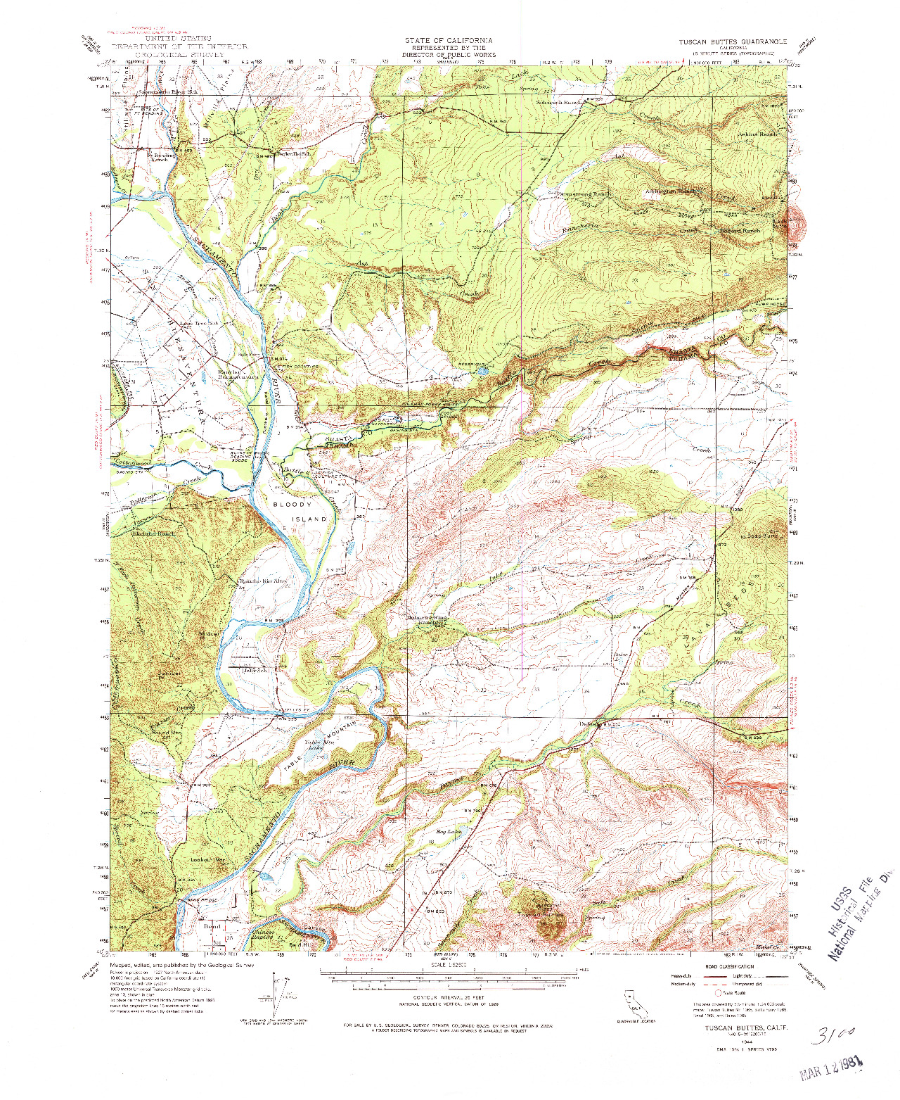 USGS 1:62500-SCALE QUADRANGLE FOR TUSCAN BUTTES, CA 1944
