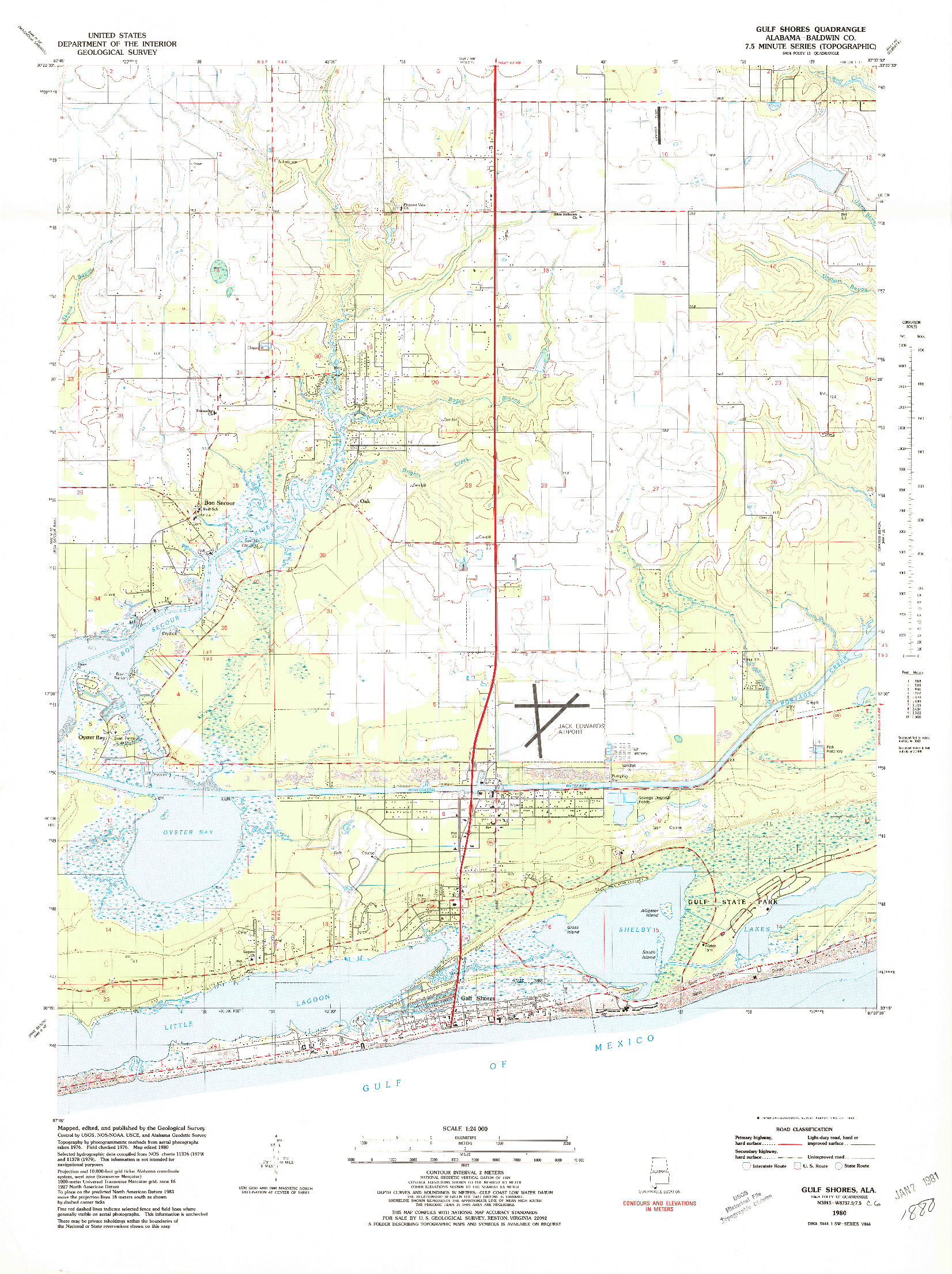 USGS 1:24000-SCALE QUADRANGLE FOR GULF SHORES, AL 1980